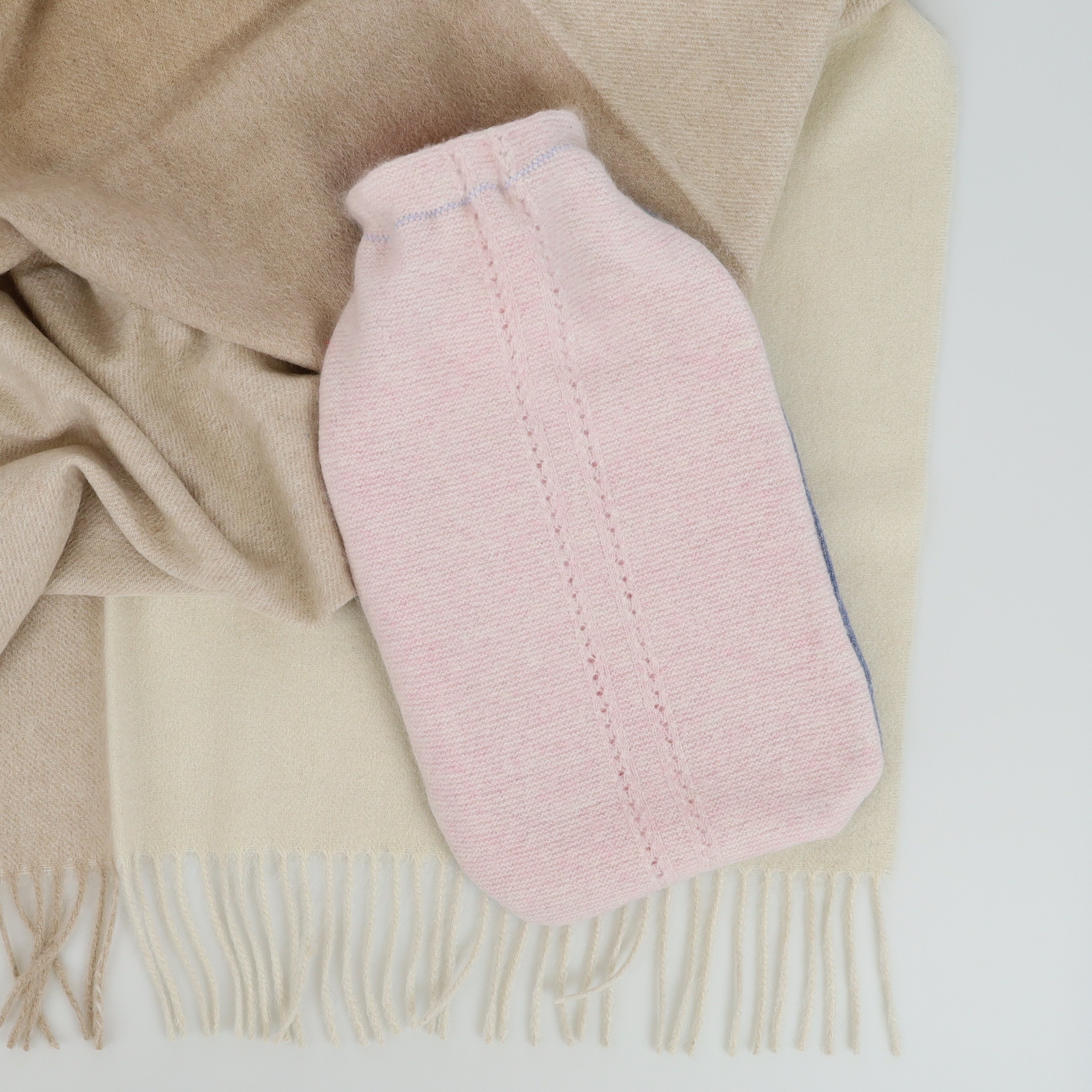 Light Pink Pinhole Detail Cashmere Large Hot Water Bottle