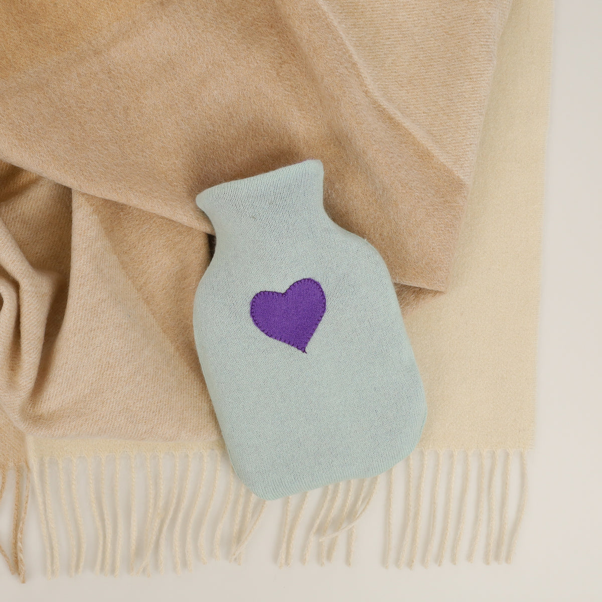 Mint and Purple Small Cashmere Hot Water Bottle