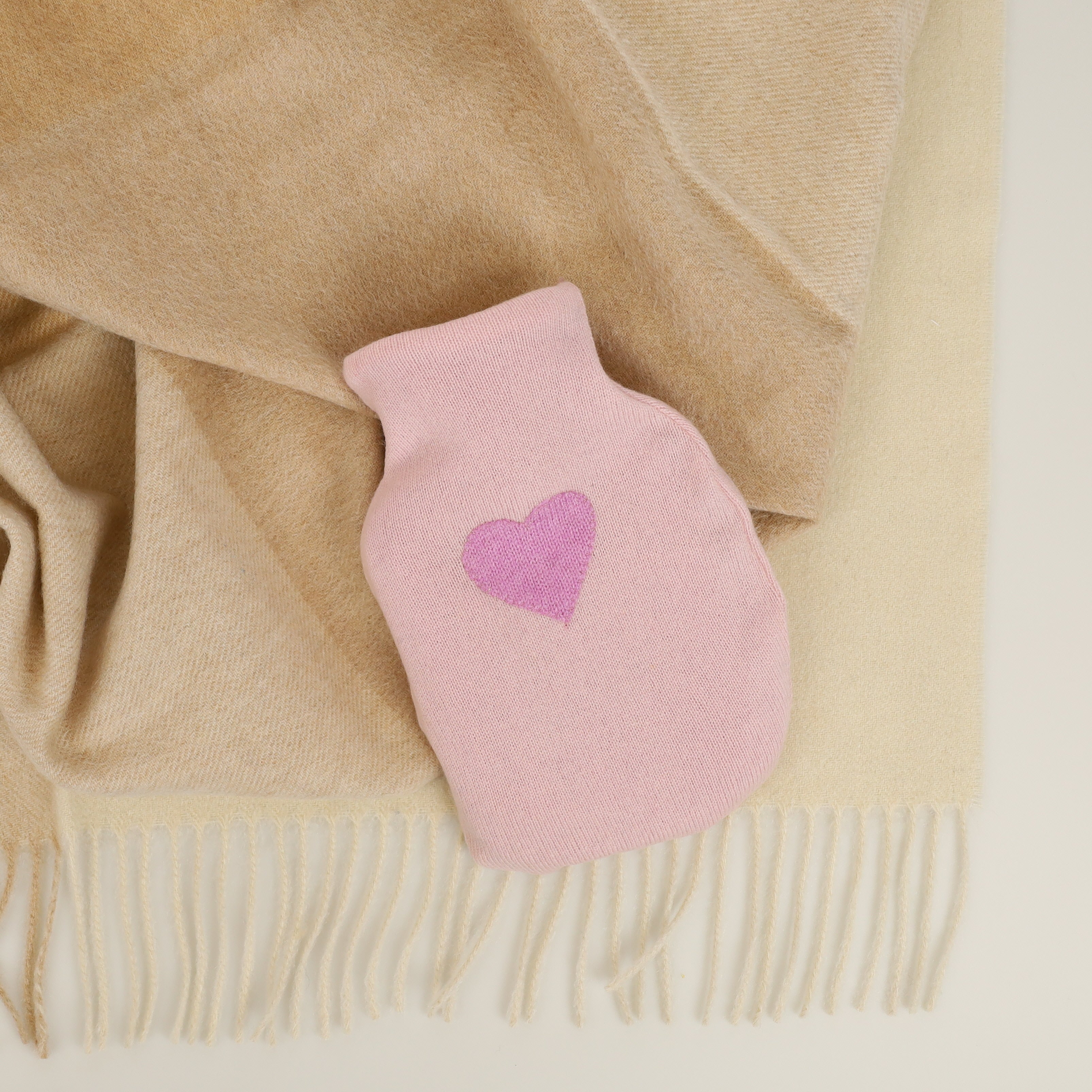 Light Pink and Purple Small Cashmere Hot Water Bottle