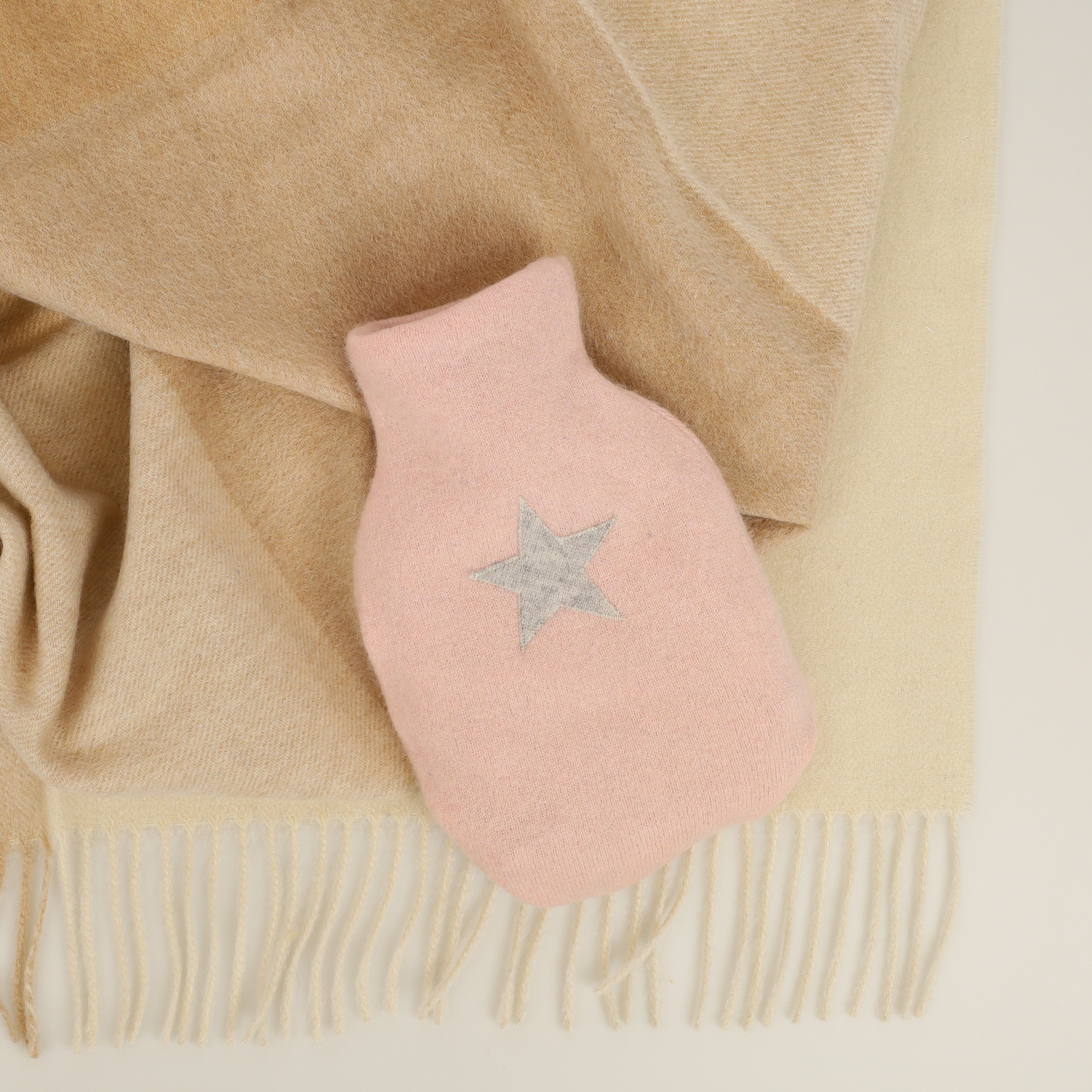 Shell Pink and Grey Small Cashmere Hot Water Bottle