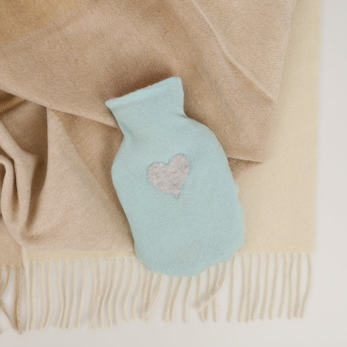 Powder Blue and Grey Small Cashmere Hot Water Bottle