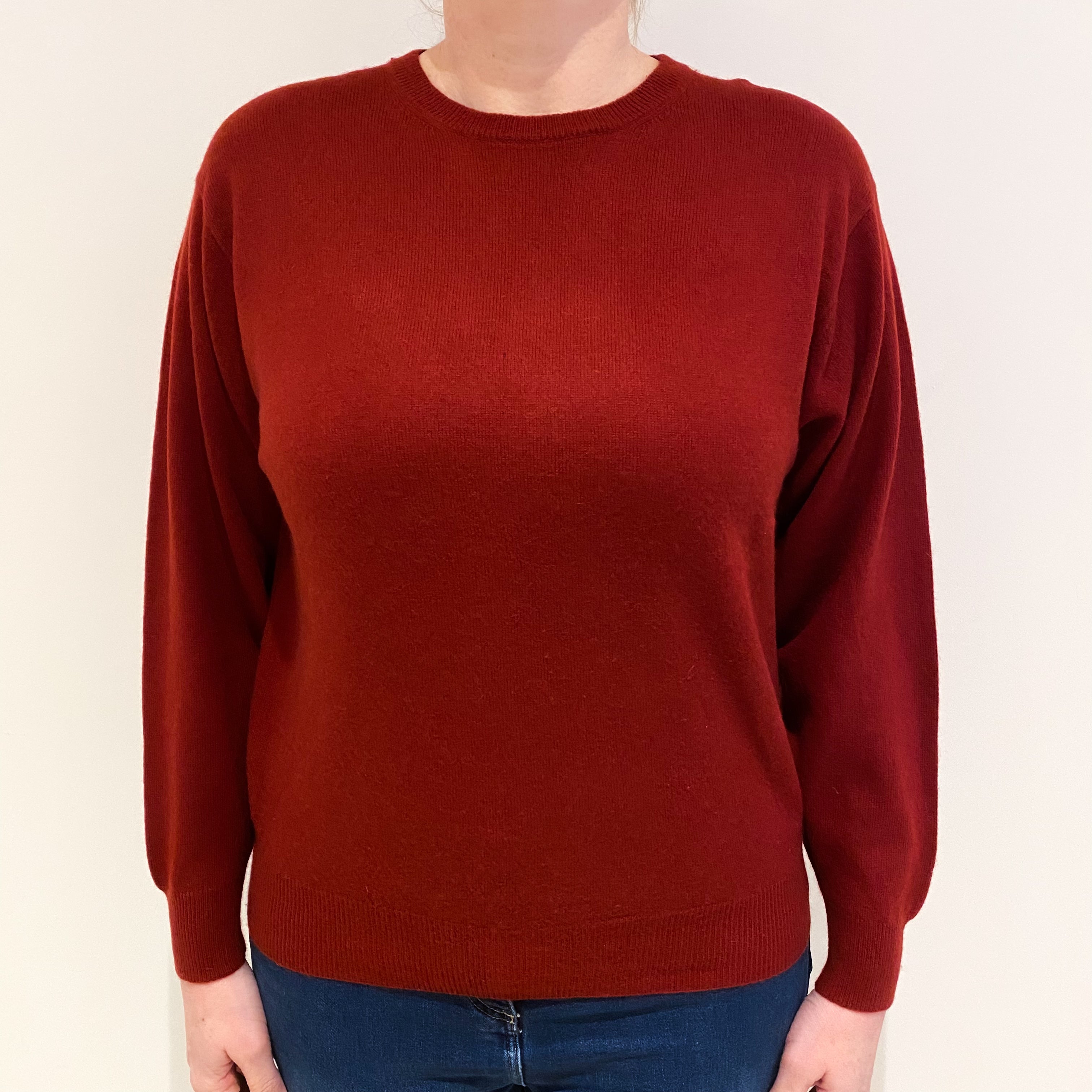 Maroon Red Cashmere Crew Neck Jumper Large