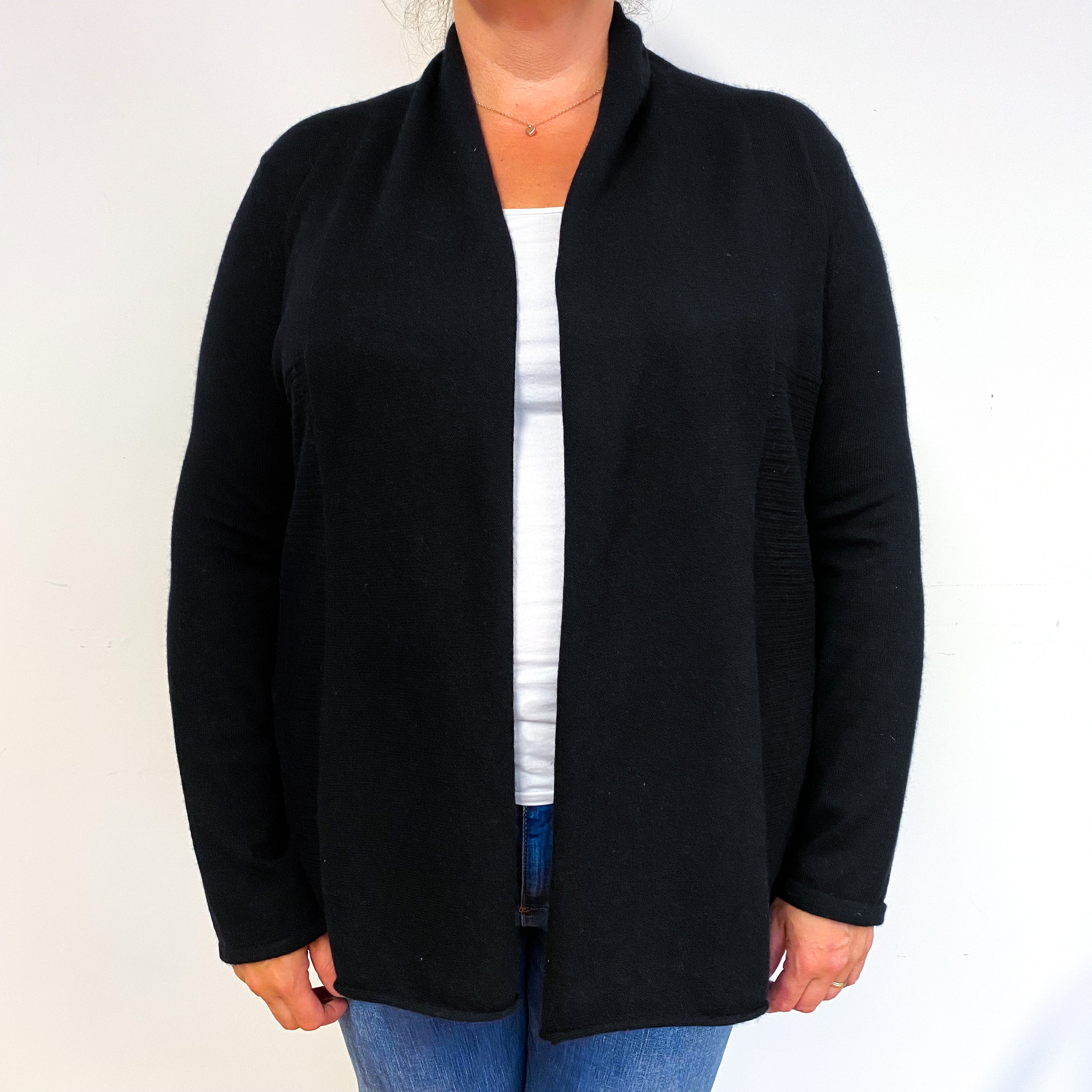 Black Cashmere Edge to Edge Cardigan Extra Large