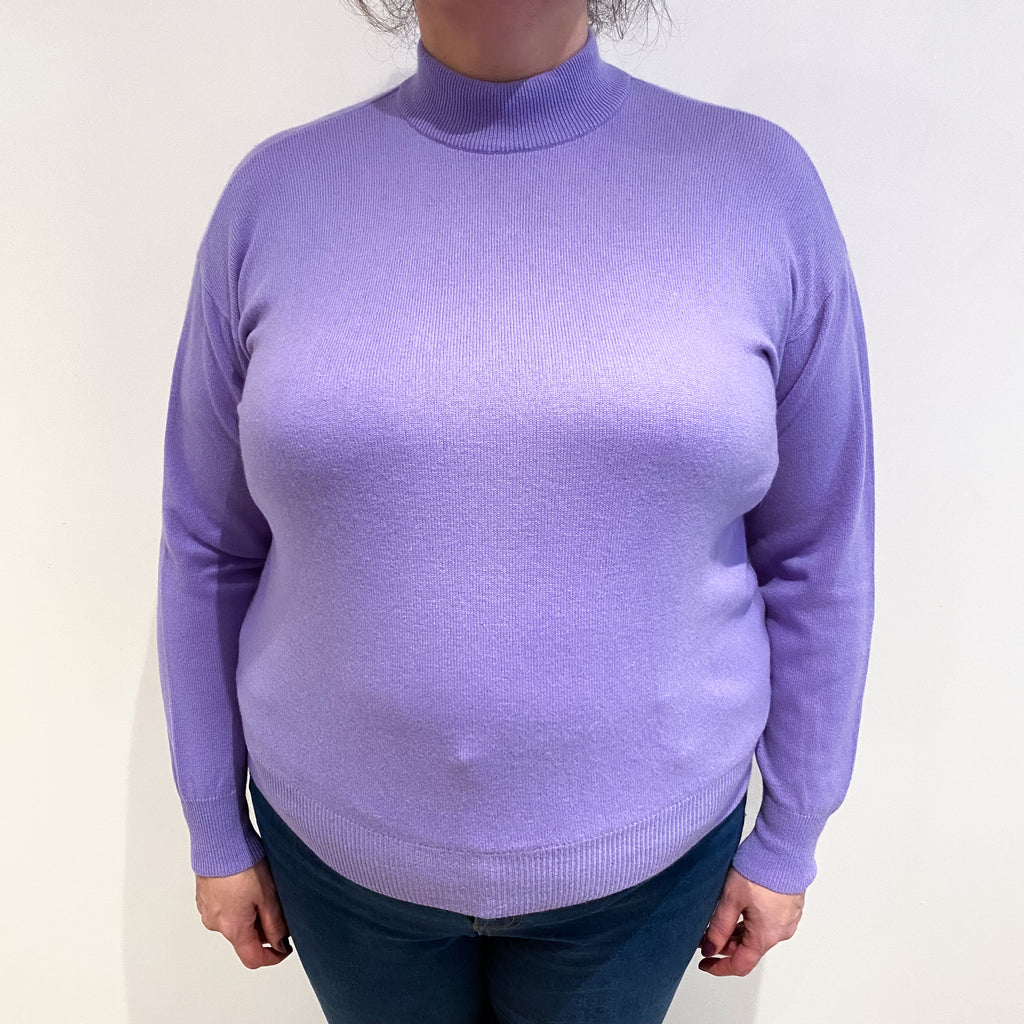 Lavender Purple Cashmere Turtle Neck Jumper Extra Large
