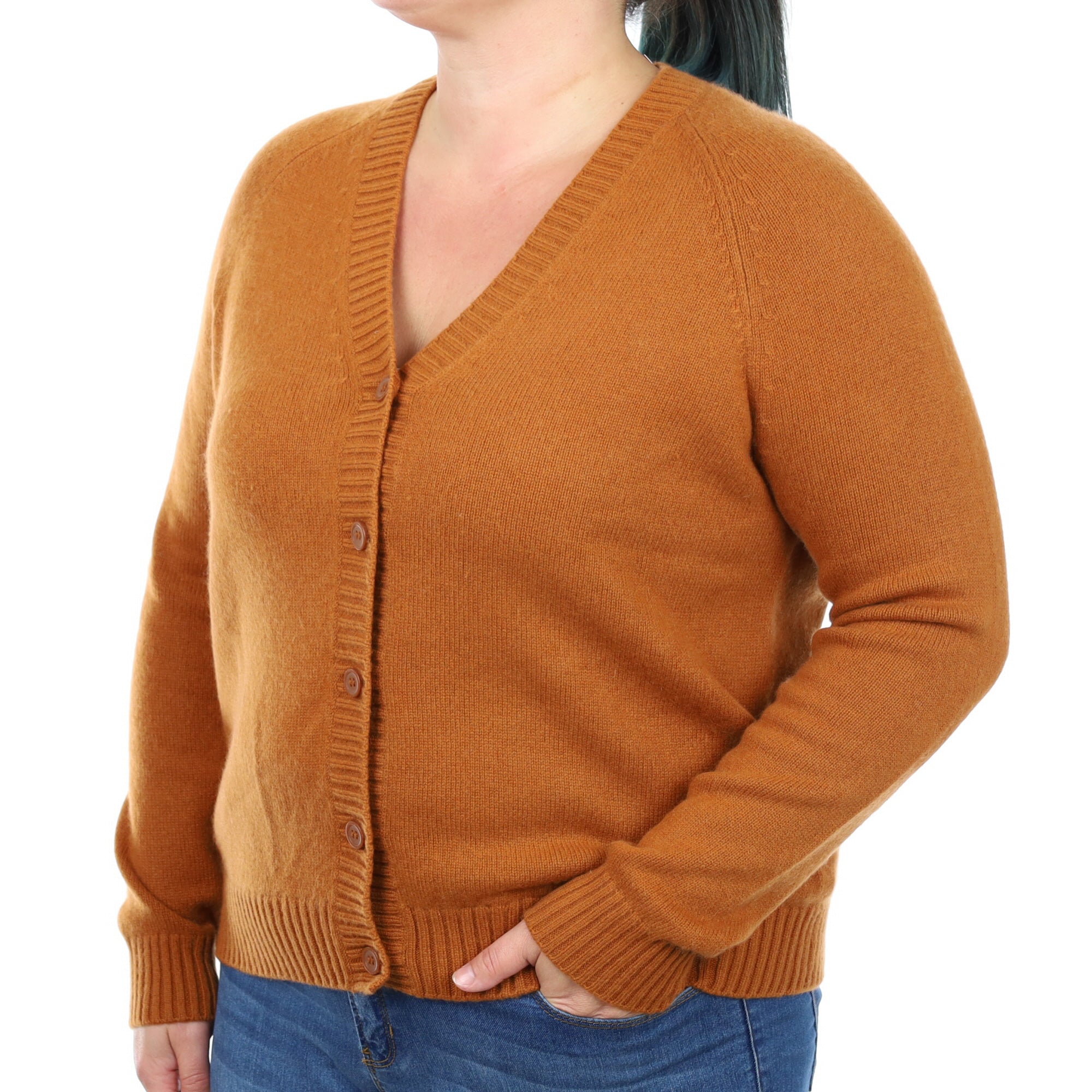 Cos Rust Cashmere Slouchy V Neck Cardigan Large
