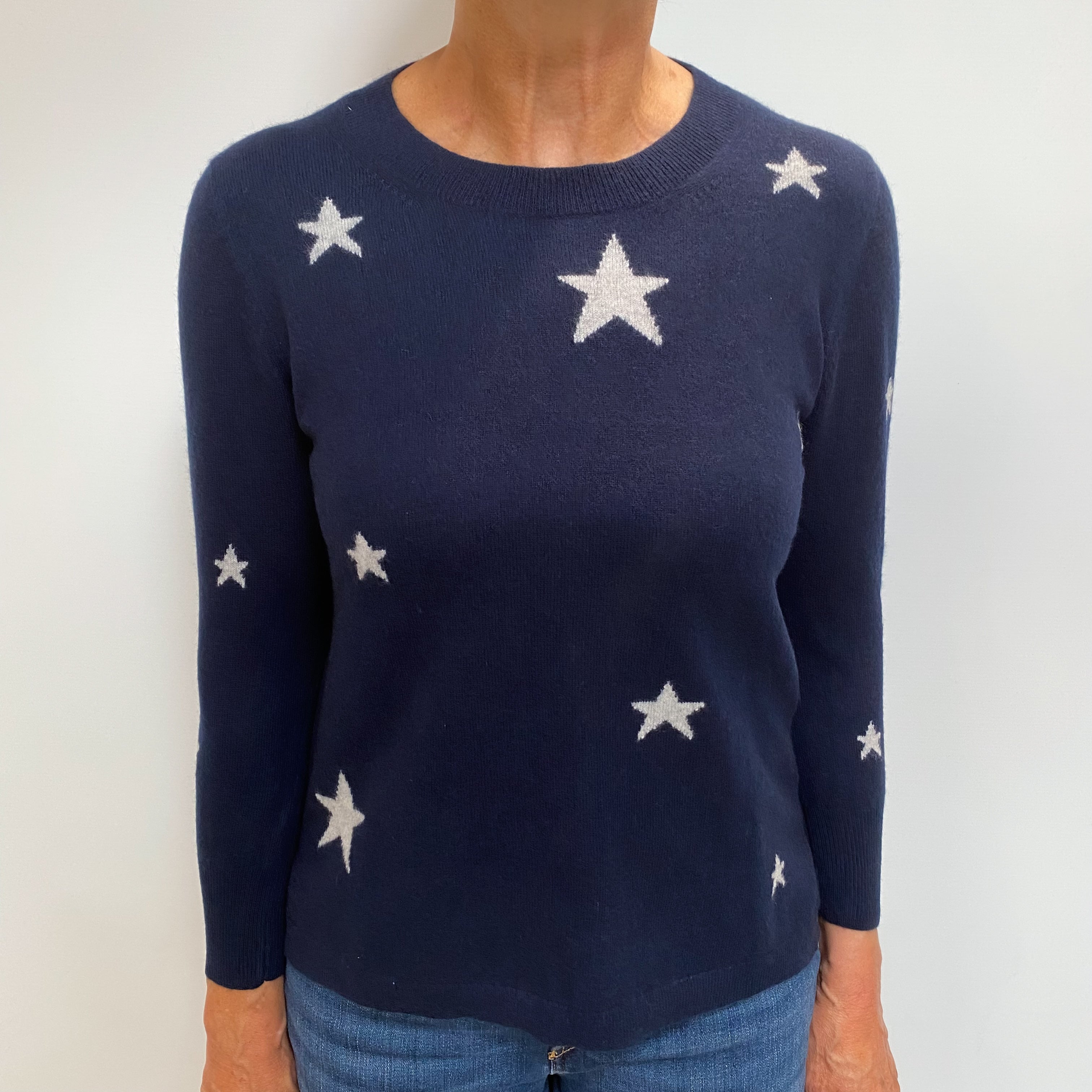 Navy Cashmere Crew Neck Jumper Medium