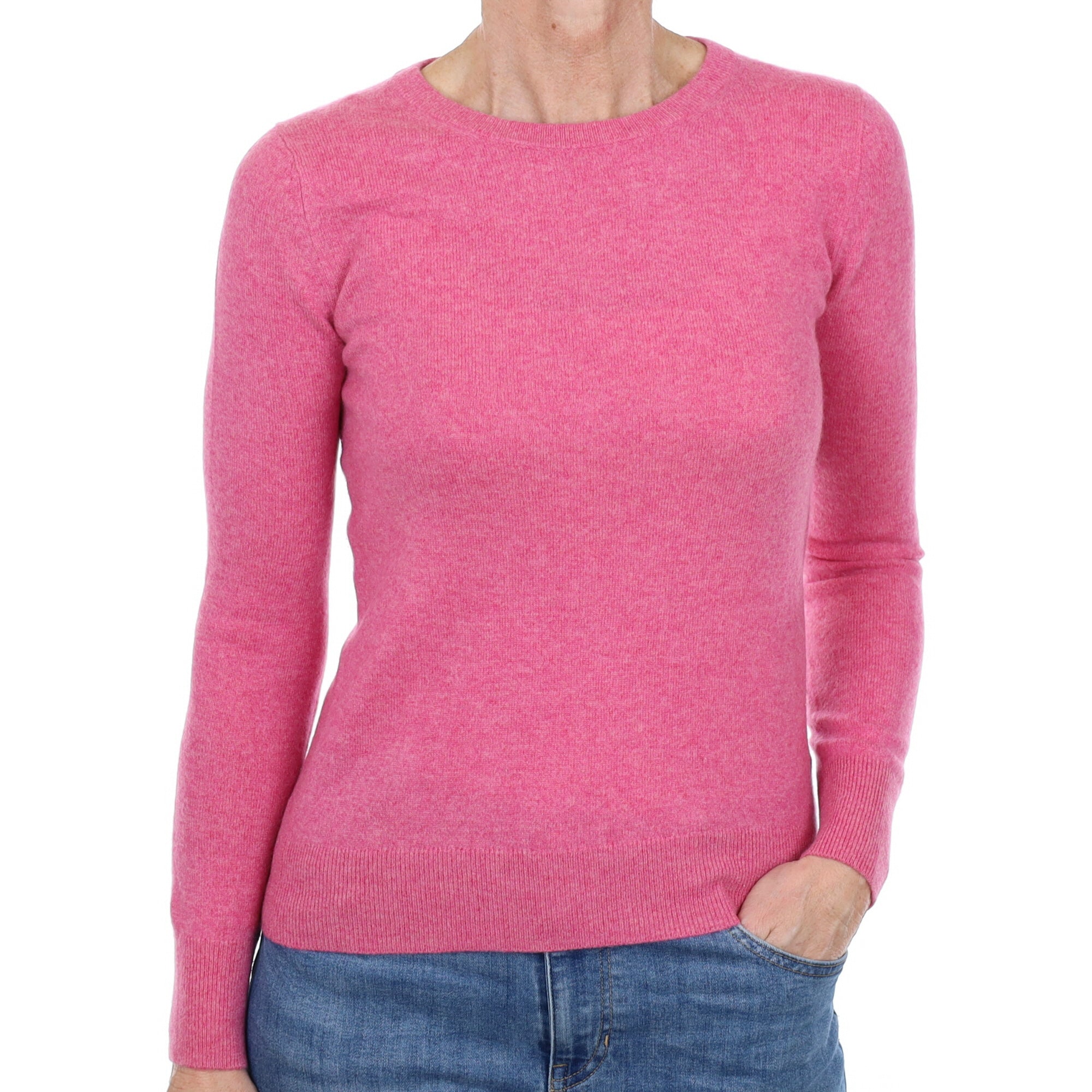 Raspberry Pink Cashmere Crew Neck Jumper Small