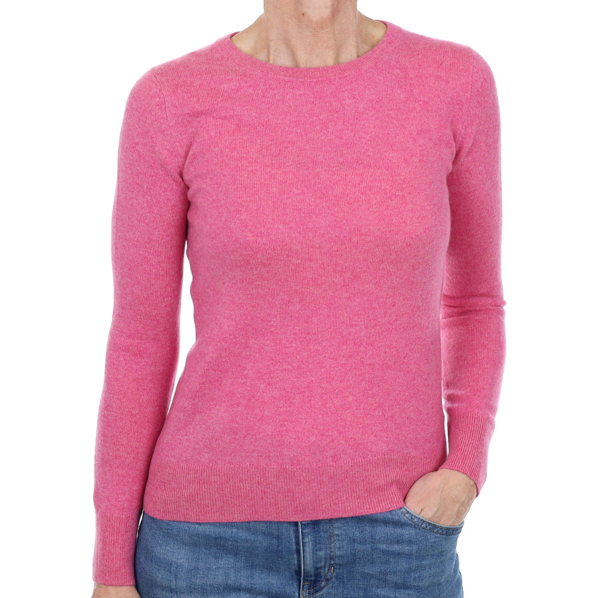 Raspberry Pink Cashmere Crew Neck Jumper Small