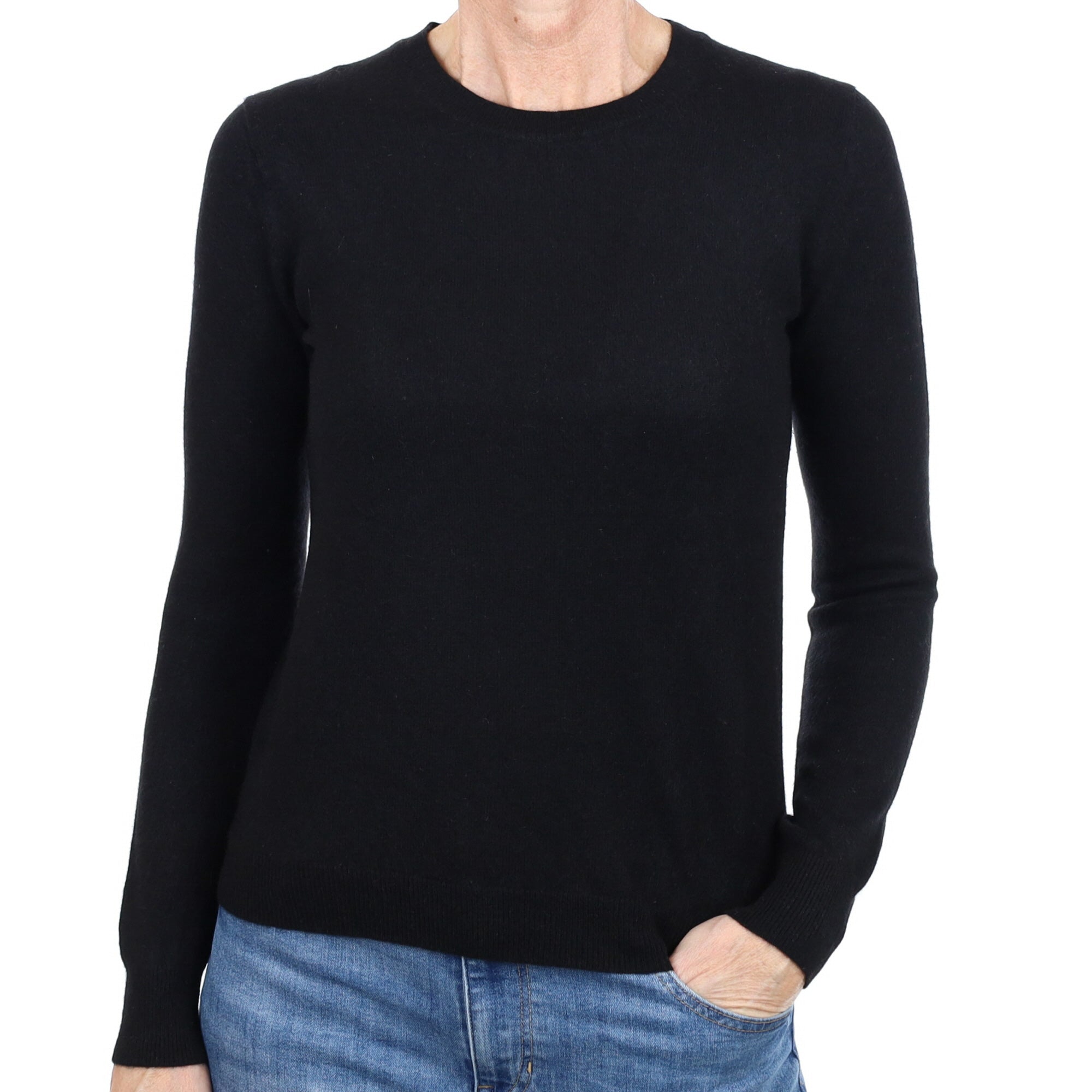 Black Cashmere Crew Neck Jumper Small