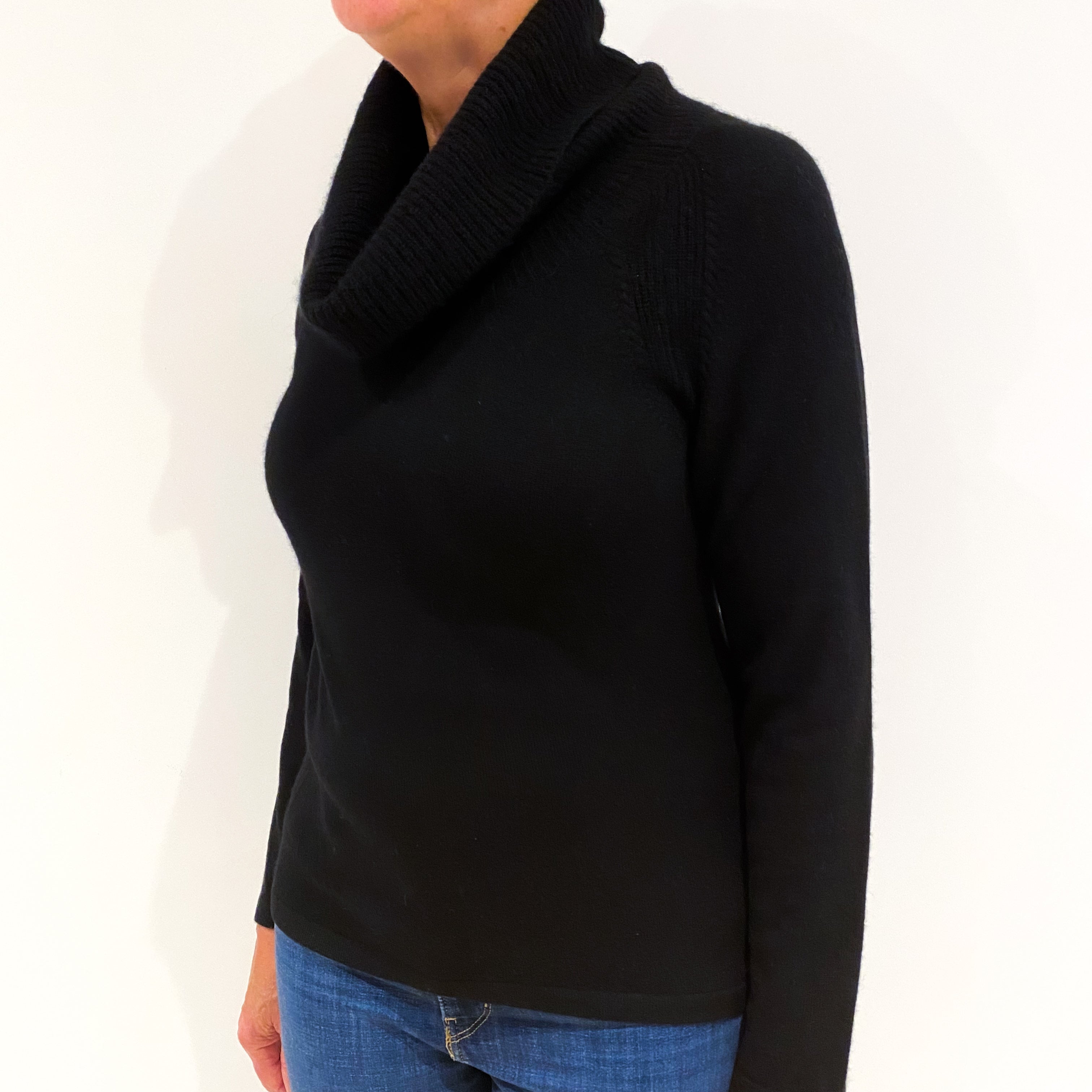 Black Cashmere Cowl Neck Jumper Medium