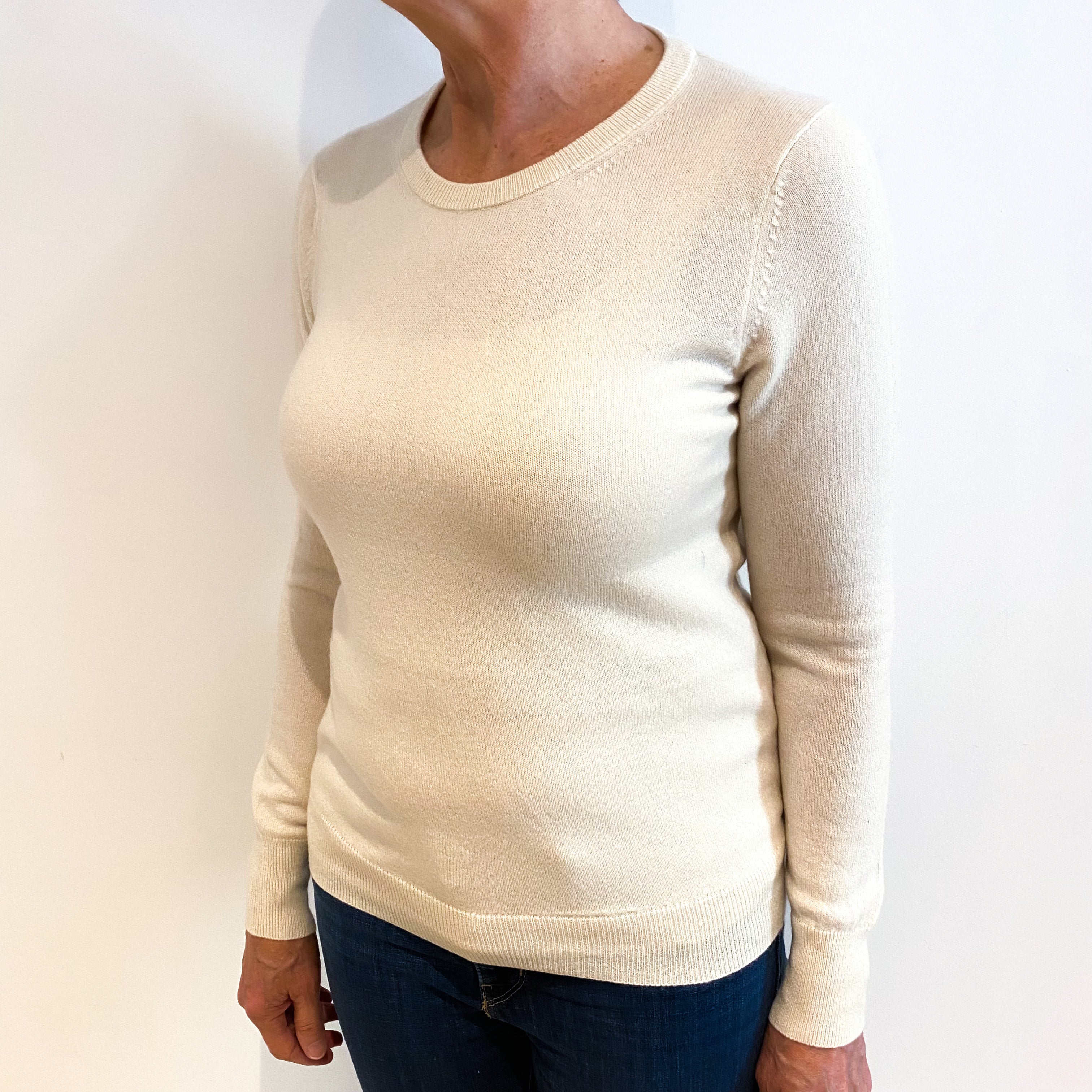 Vanilla Cream Cashmere Crew Neck Jumper Medium