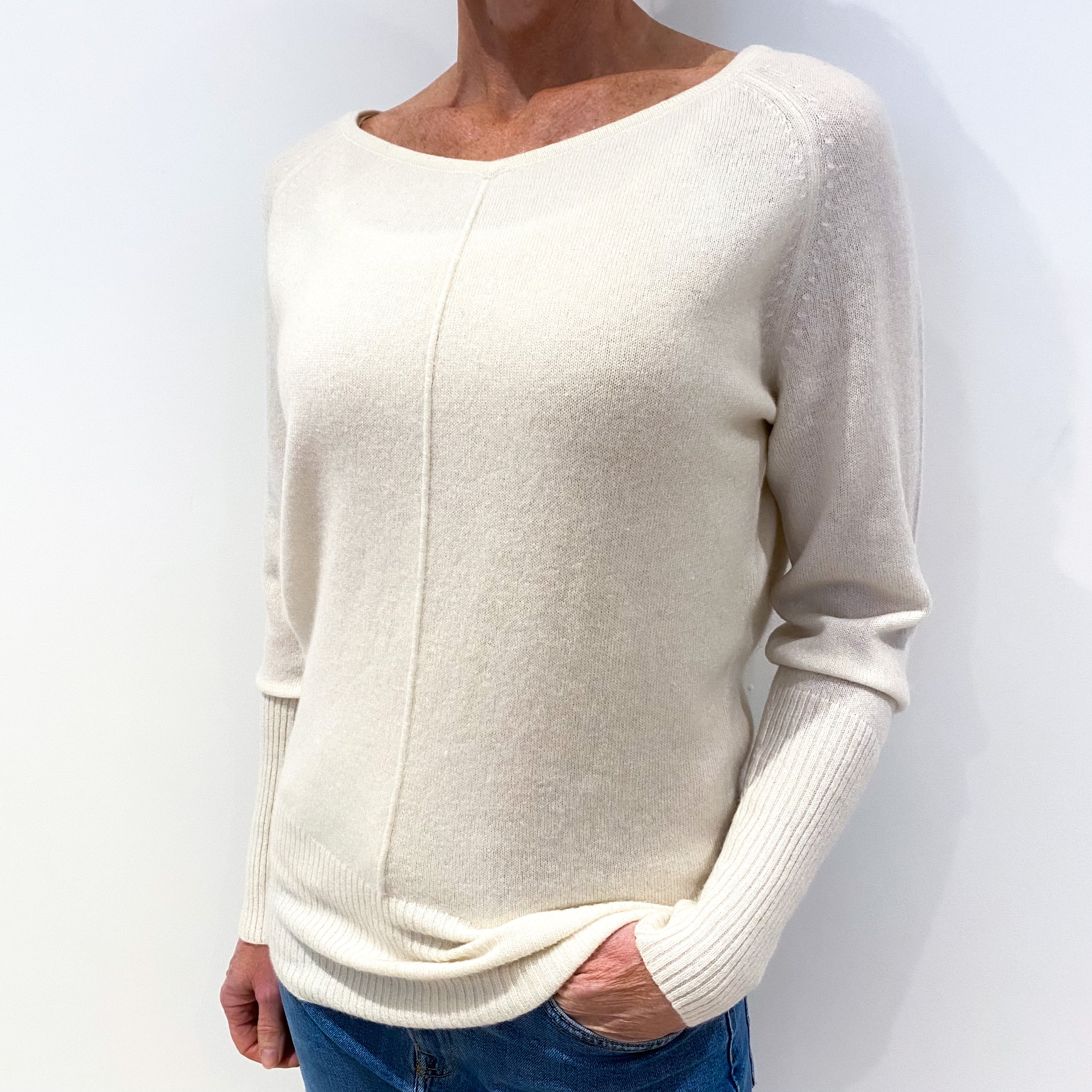 Cream Cashmere V-Neck Jumper Small