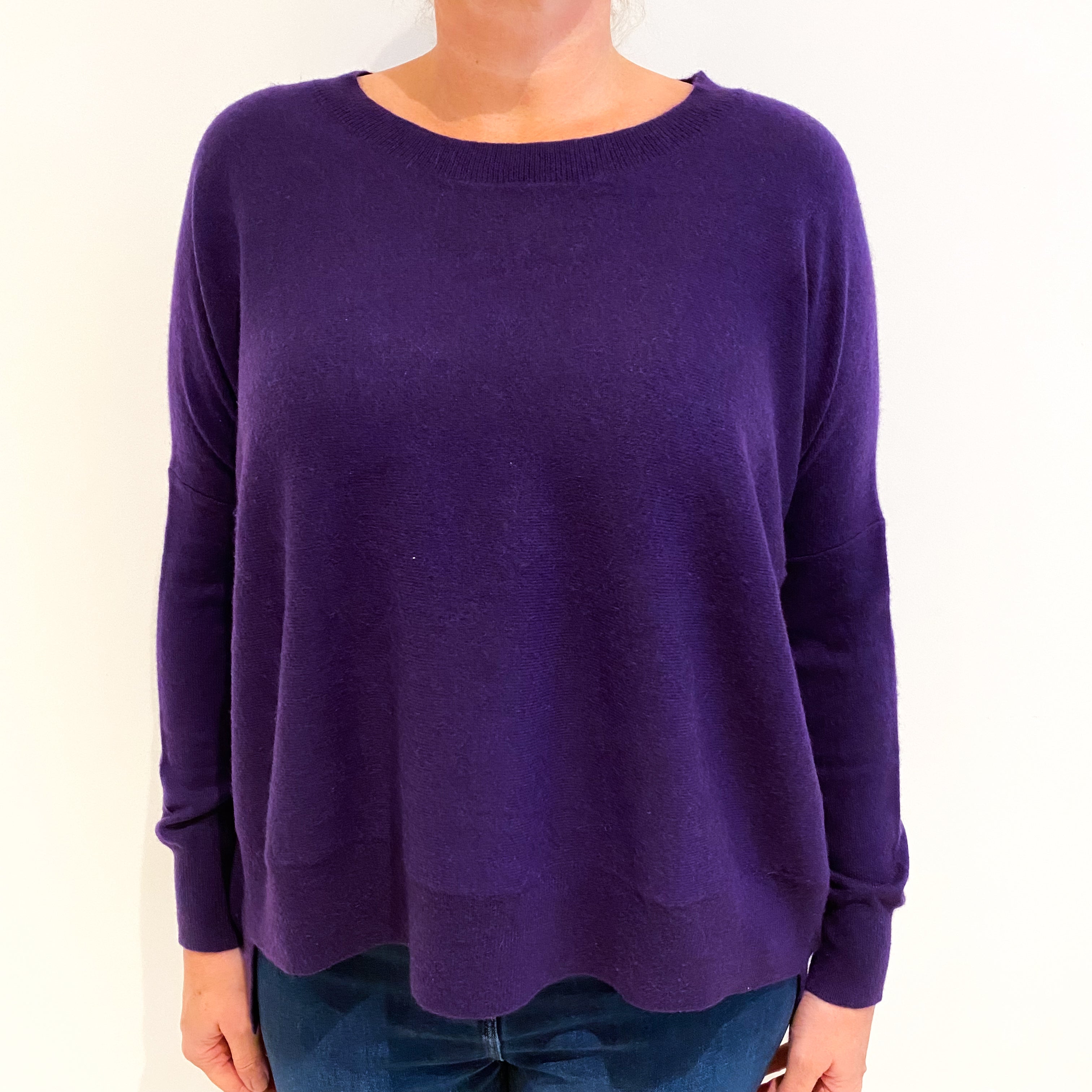 Iris Purple Slouchy Cashmere Crew Neck Jumper Large