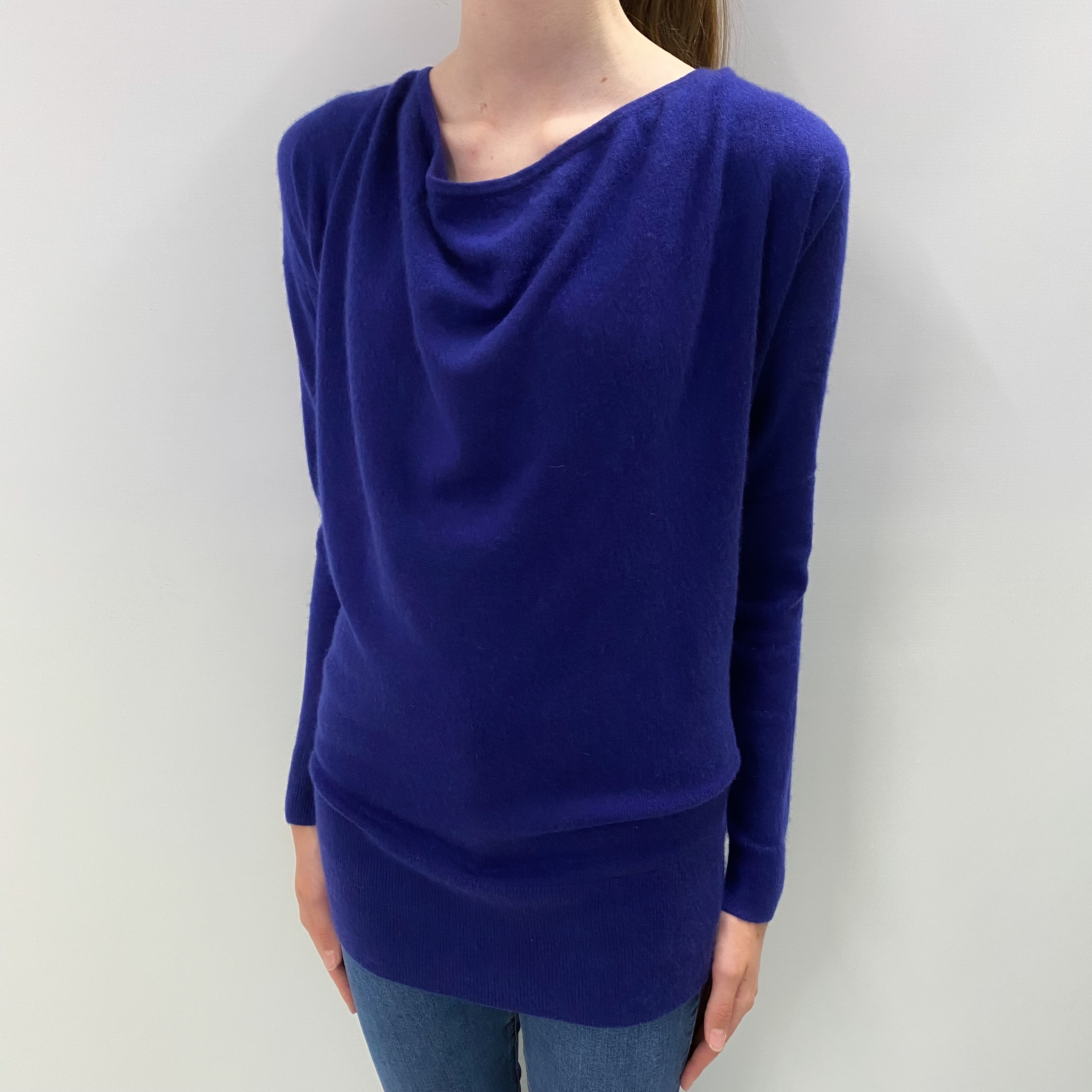 Iris Purple Cashmere Drape Neck Jumper Extra Small