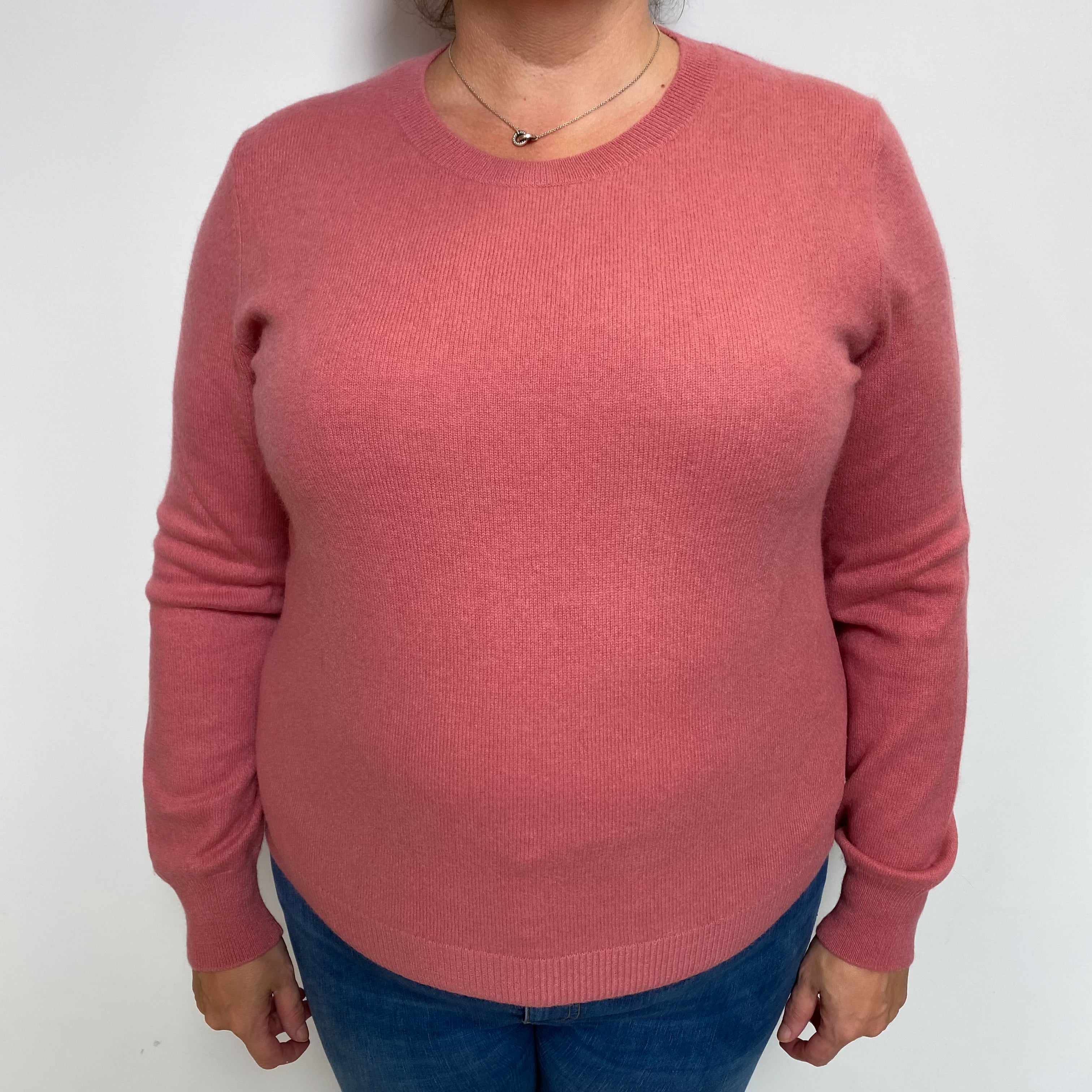 Deep Blush Pink Cashmere Crew Neck Jumper Extra Large