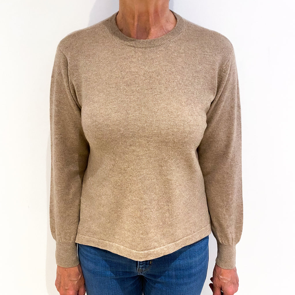 Biscuit Brown Cashmere Crew Neck Jumper Medium