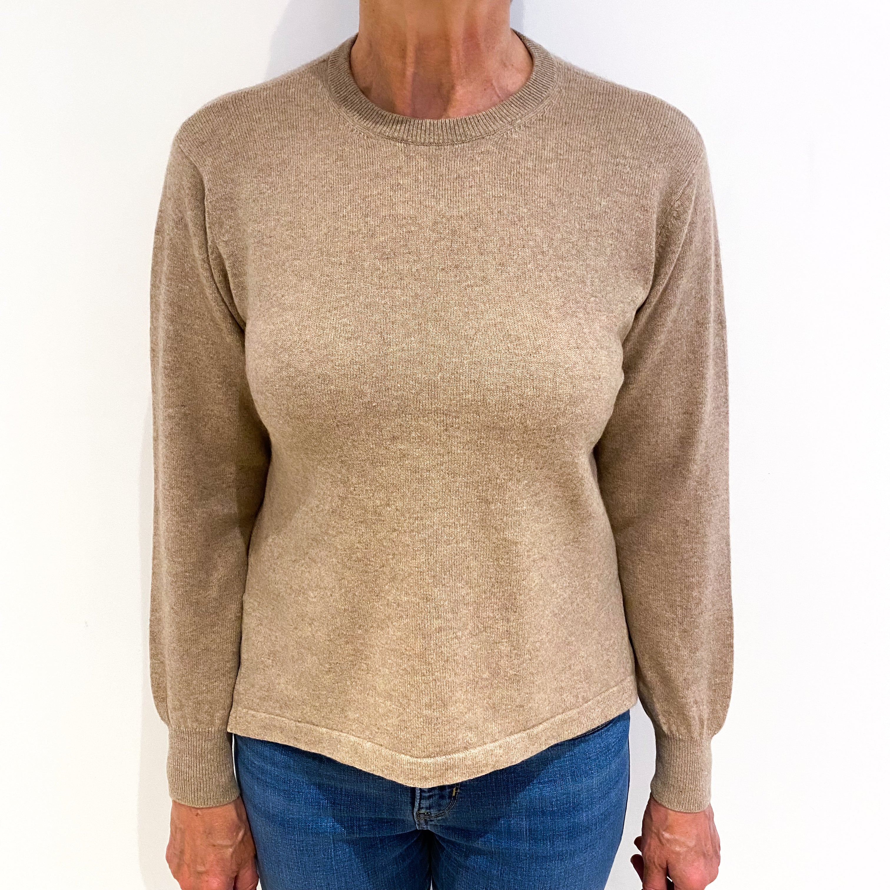 Biscuit Brown Cashmere Crew Neck Jumper Medium