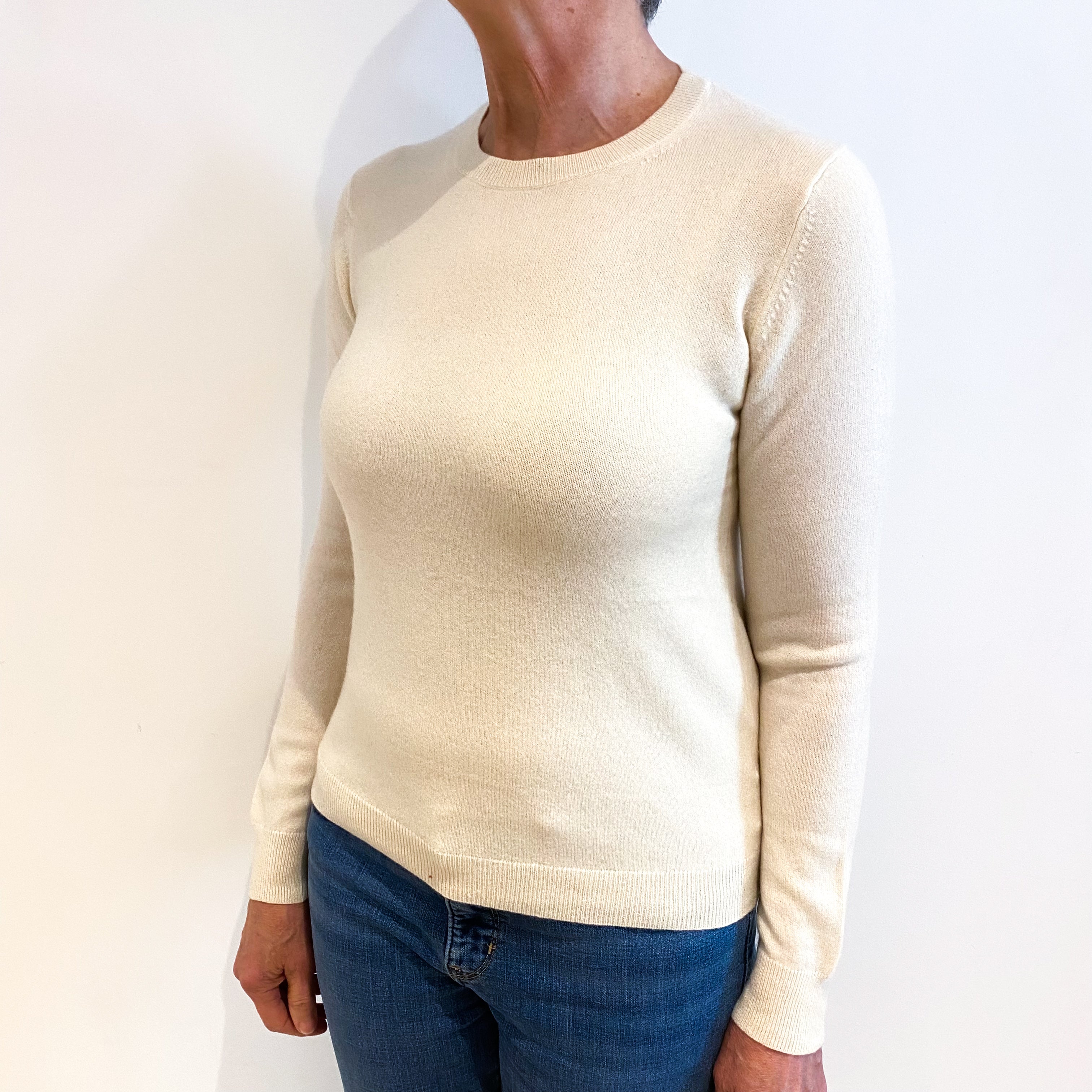 Clotted Cream Cashmere Crew Neck Jumper Medium