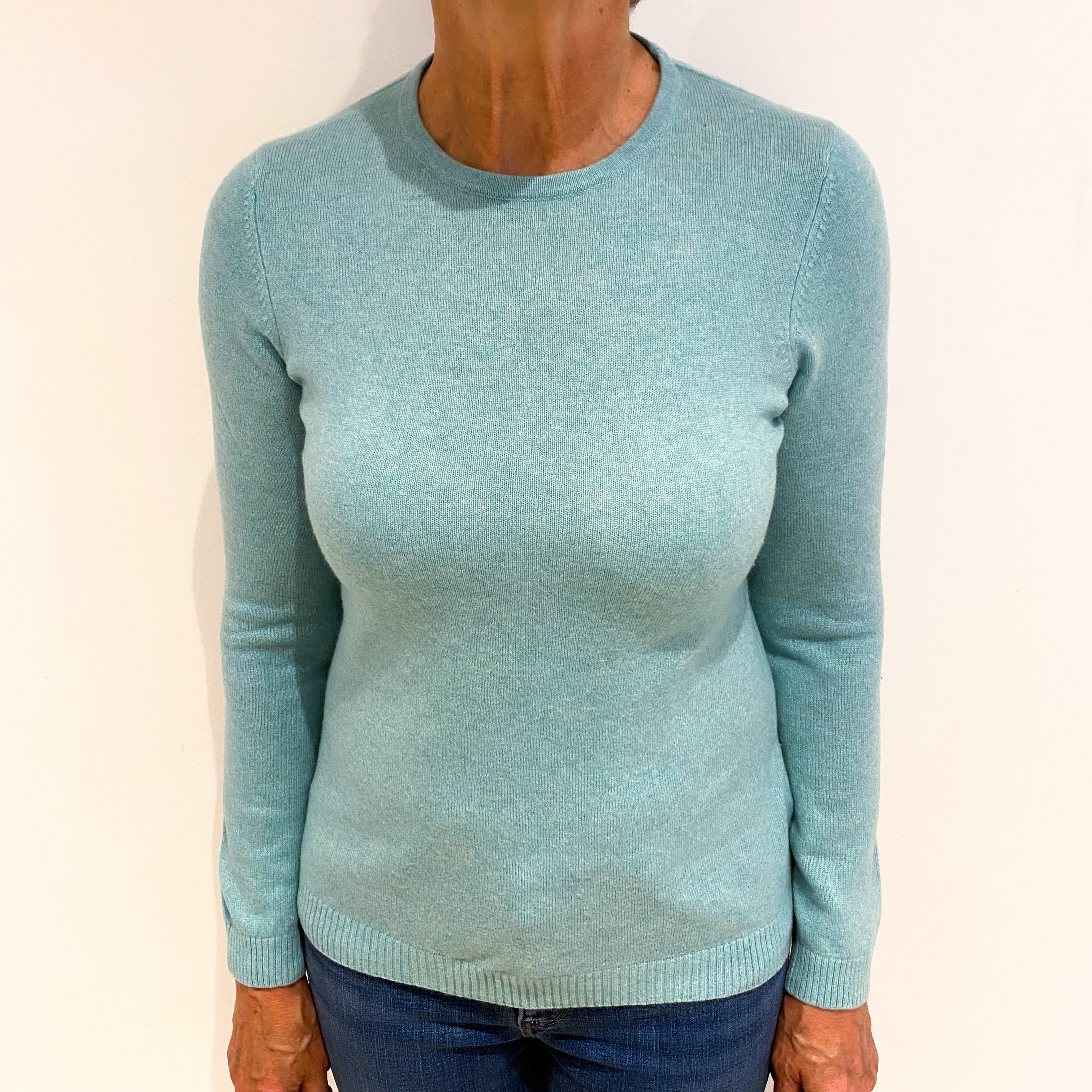 L.L.Bean Deep Mint Cashmere Crew Neck Jumper Medium