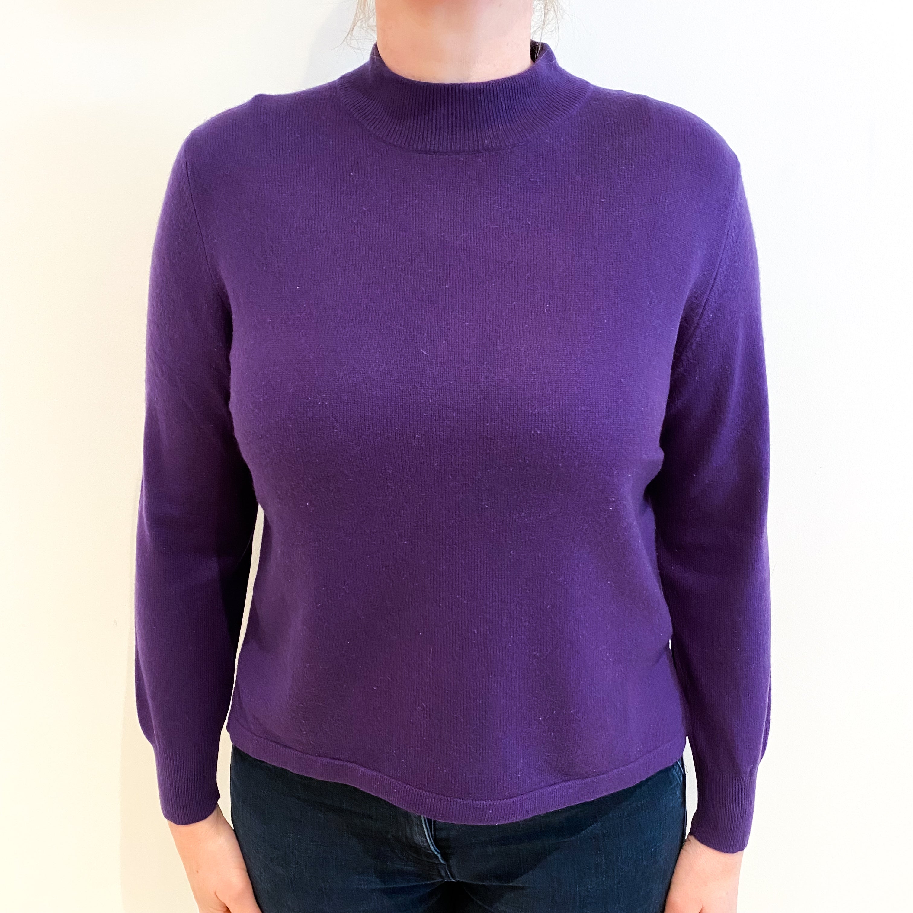 Grape Purple Cashmere Turtle Neck Jumper Large