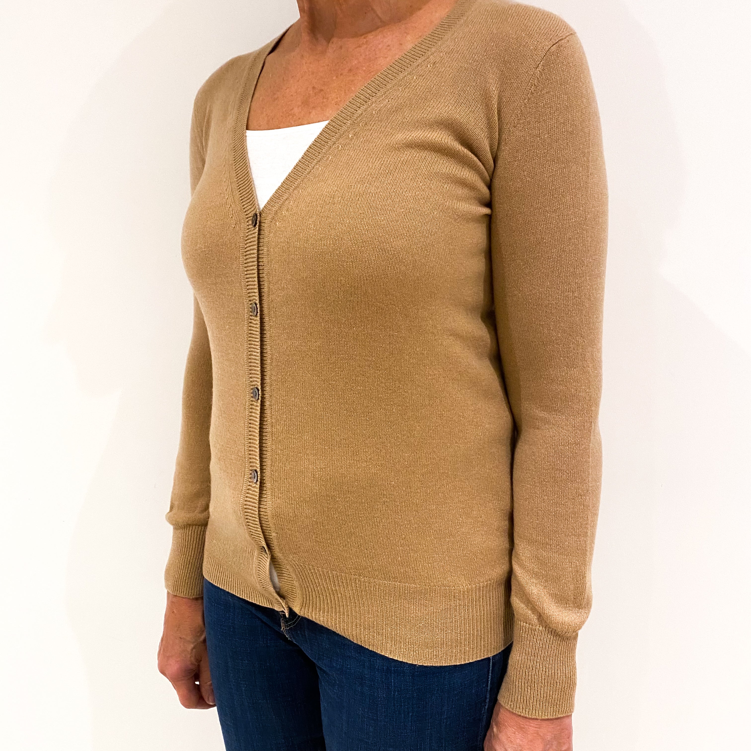 Camel Brown Cashmere Cardigan Medium