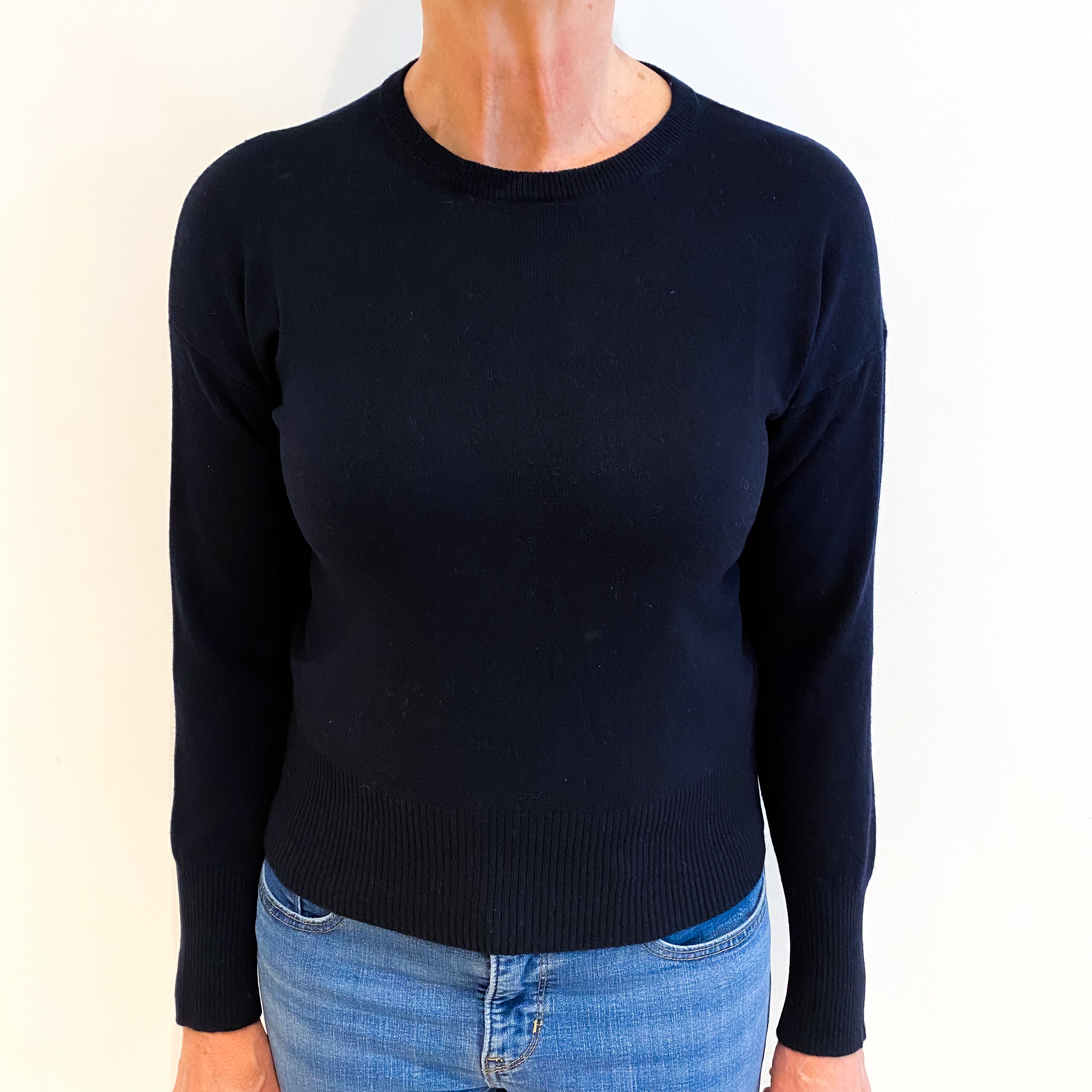 Navy Cashmere Crew Neck Jumper Medium