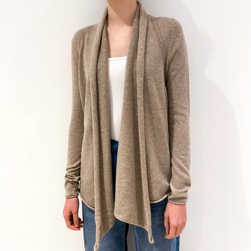 Beige Cashmere Waterfall Cardigan Extra Small