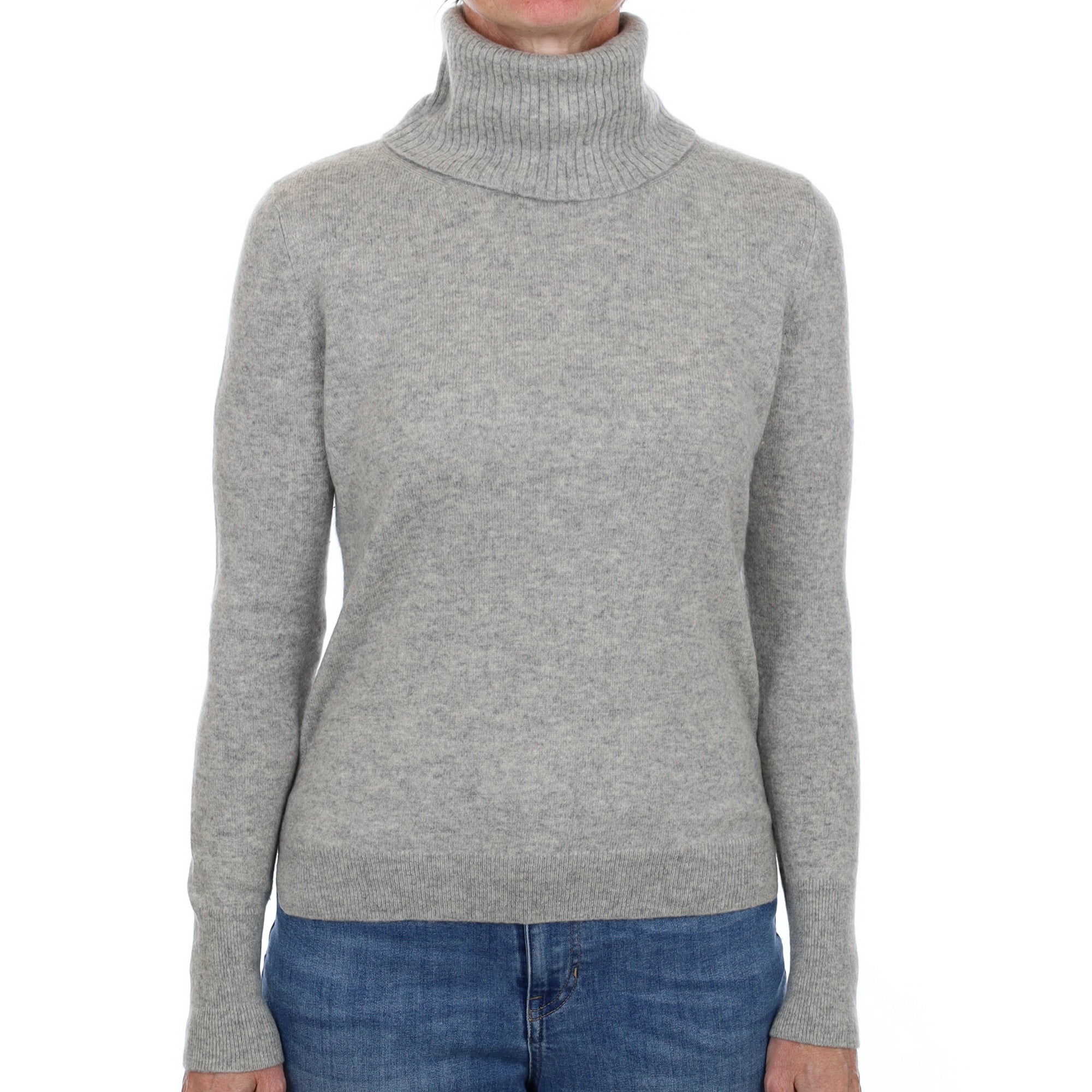 Smoke Grey Cashmere Polo Neck Jumper Small