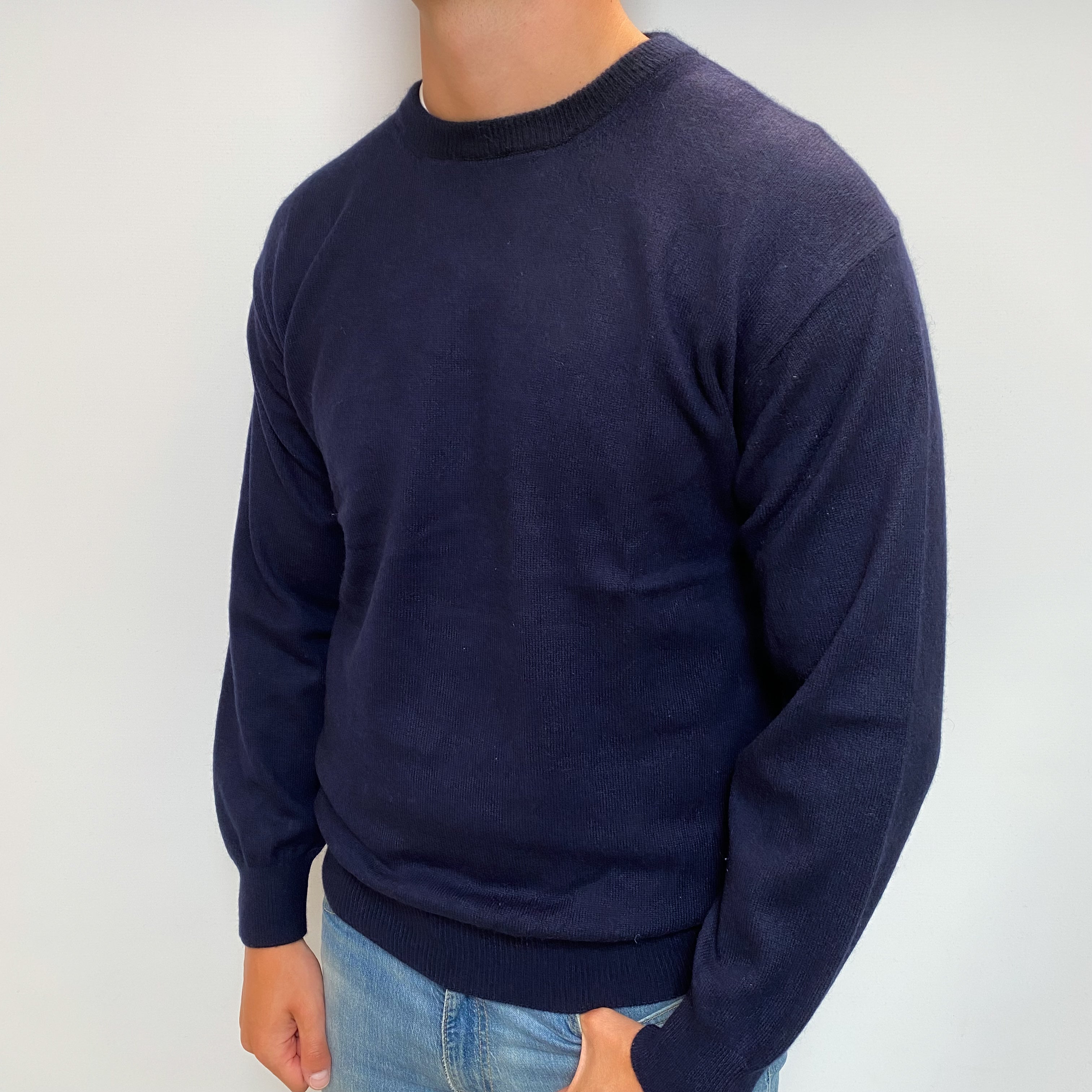 Men's Midnight Navy Cashmere Crew Neck Jumper XL
