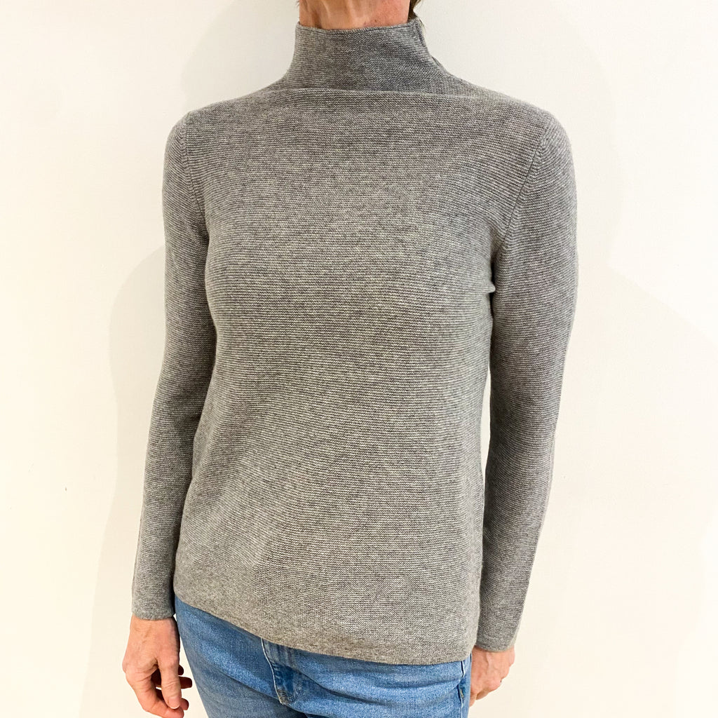 Smoke Grey Cashmere Turtle Neck Jumper Small
