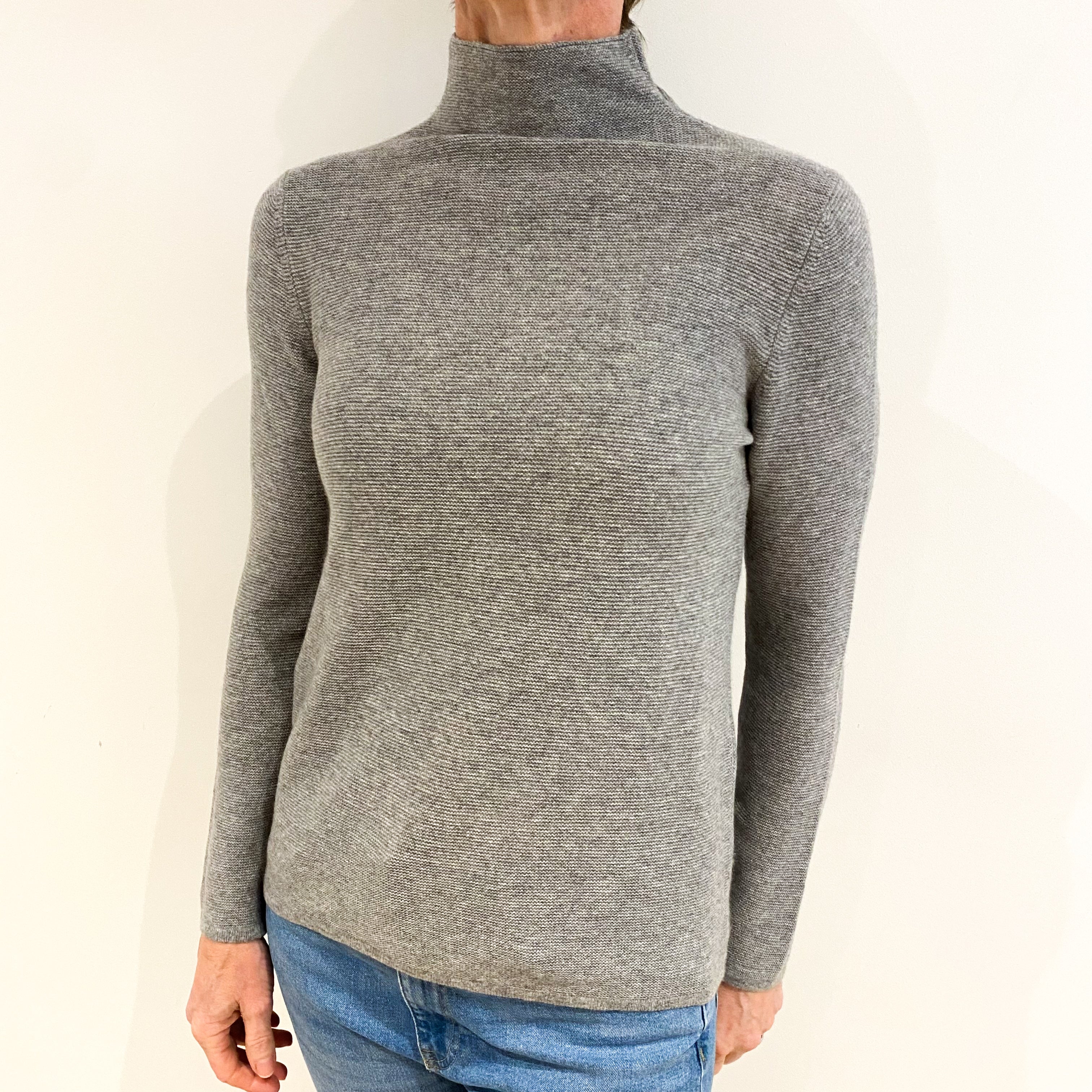 Smoke Grey Cashmere Turtle Neck Jumper Small