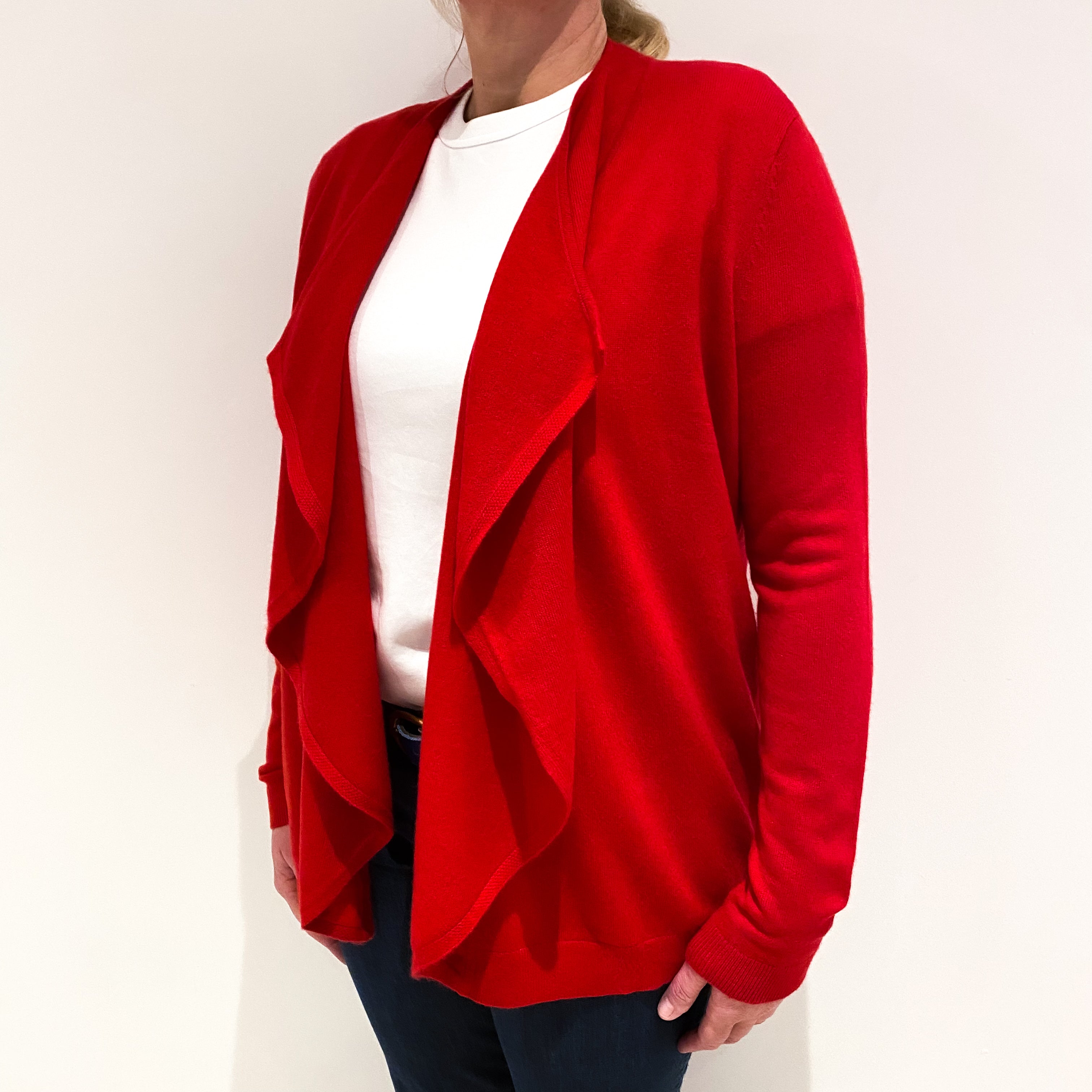 Scarlet Red Cashmere Edge to Edge Cardigan Large