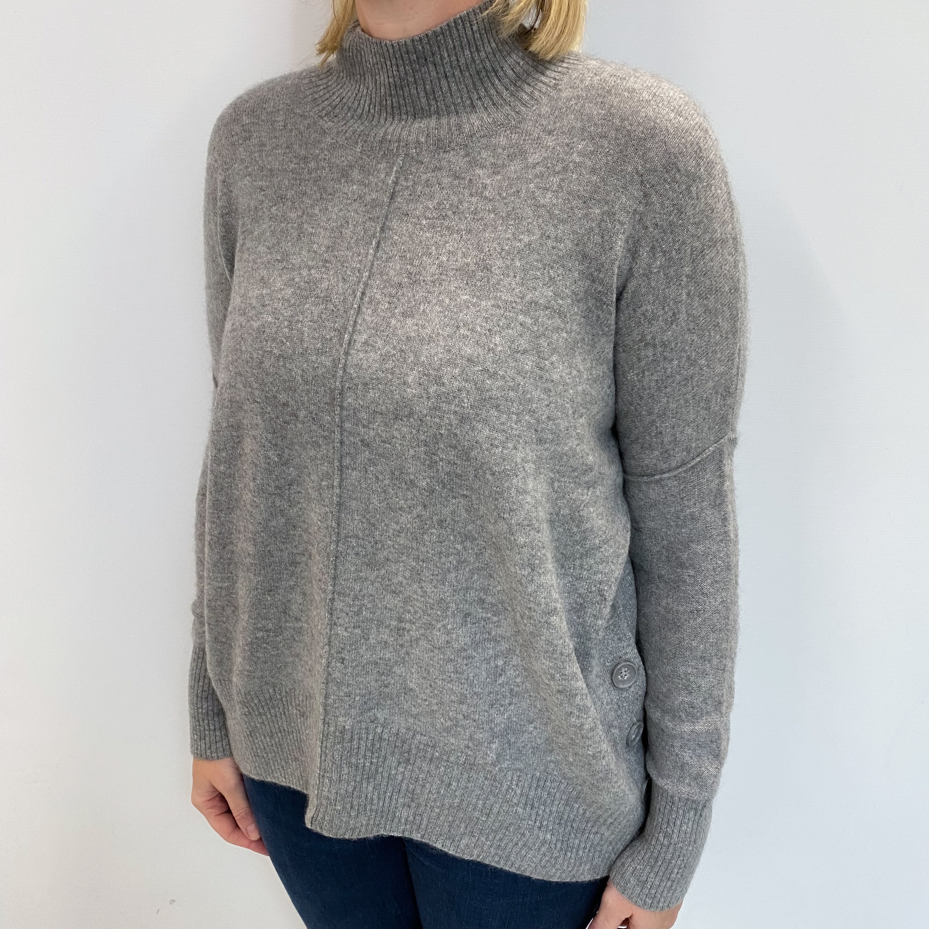 Ash Grey Cashmere Turtle Neck Jumper Large