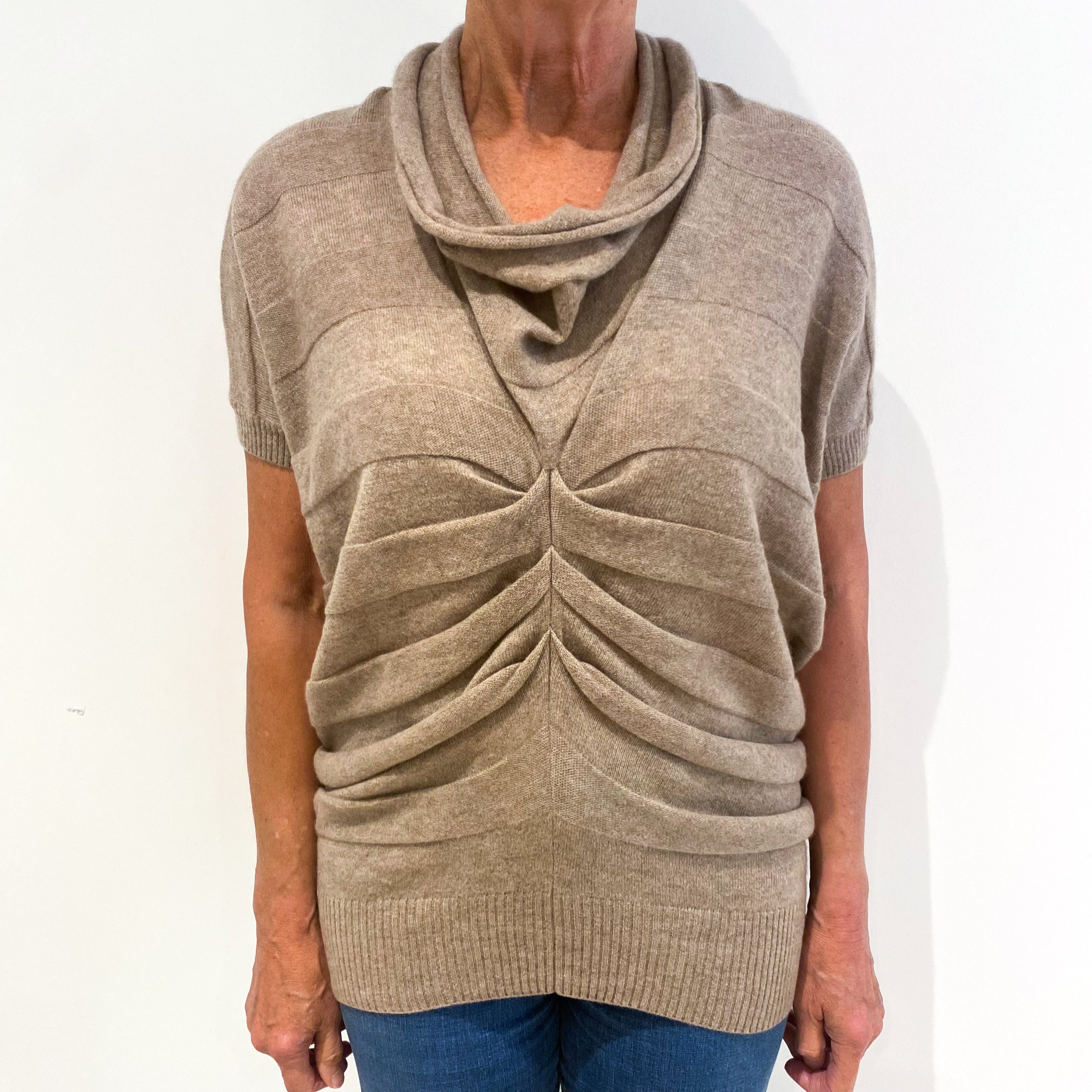 Taupe Brown Slouchy Batwing Cashmere Jumper Medium