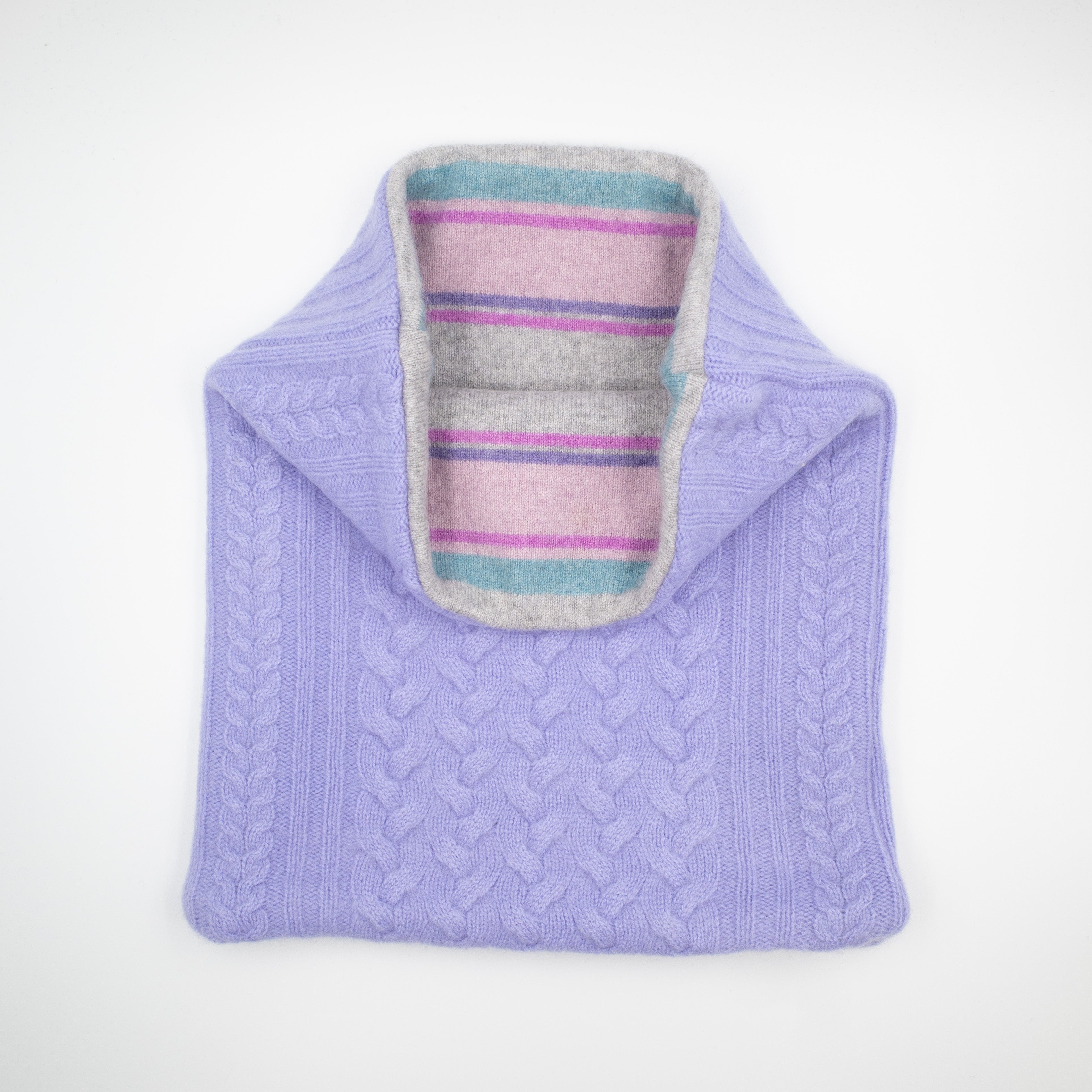 Lavender Purple and Stripe Luxury Double Layered Snood