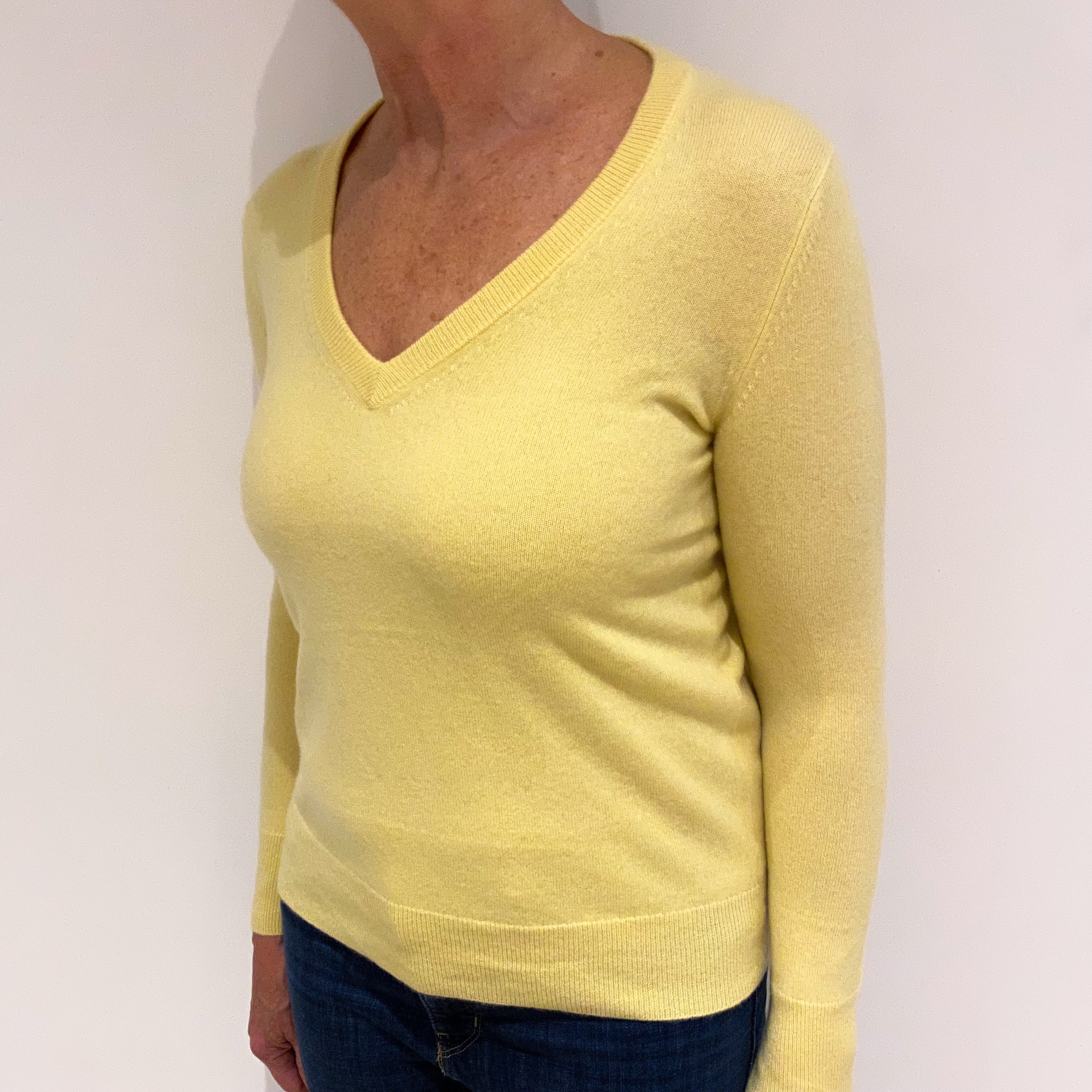 Pineapple Yellow Cashmere V Neck Jumper Medium