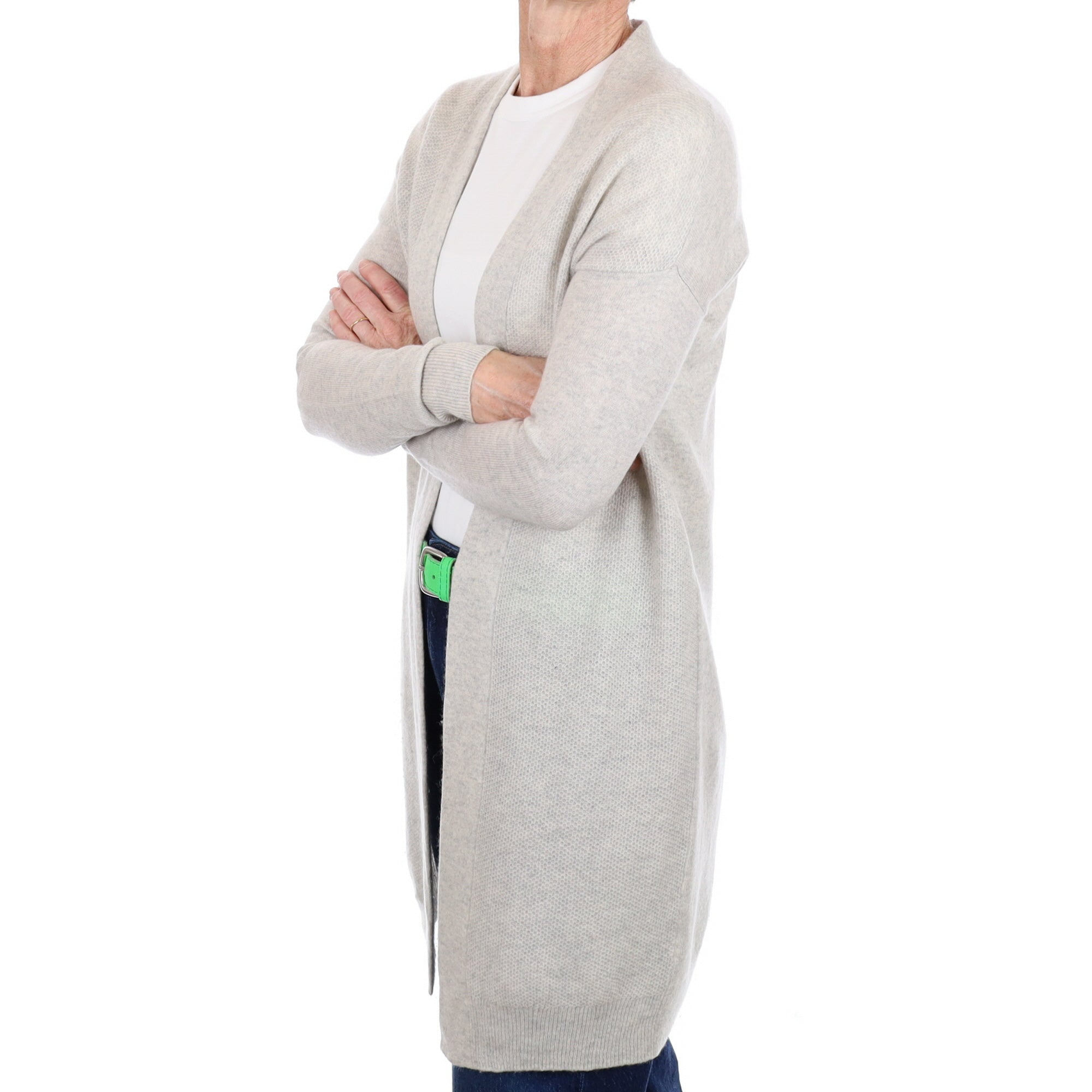 White Company Mist Grey Cashmere Edge To Edge Cardigan Small