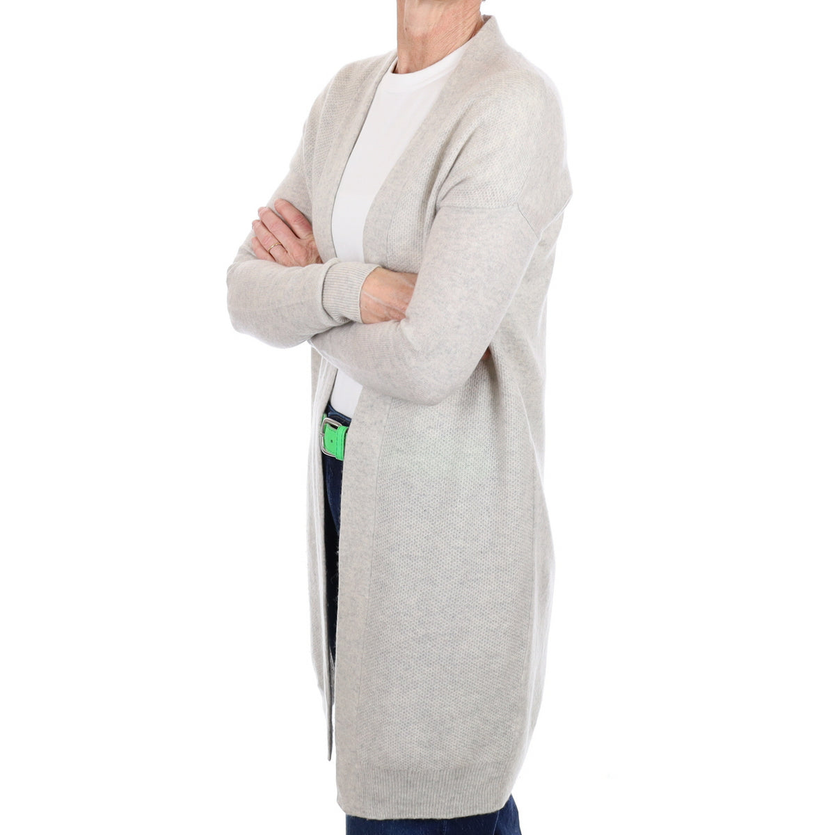 White Company Mist Grey Cashmere Edge To Edge Cardigan Small