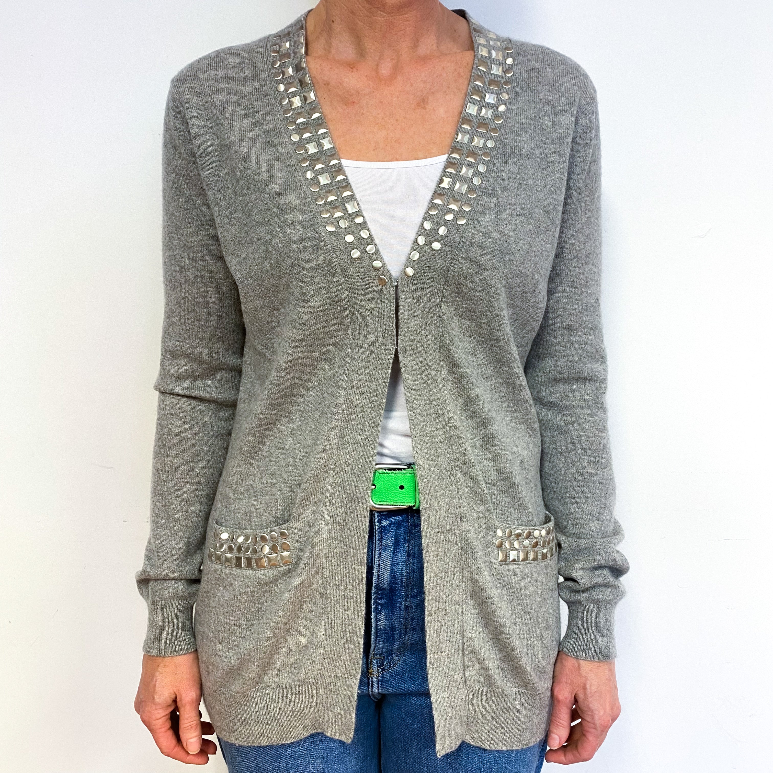 Smoke Grey Cashmere Cardigan Medium