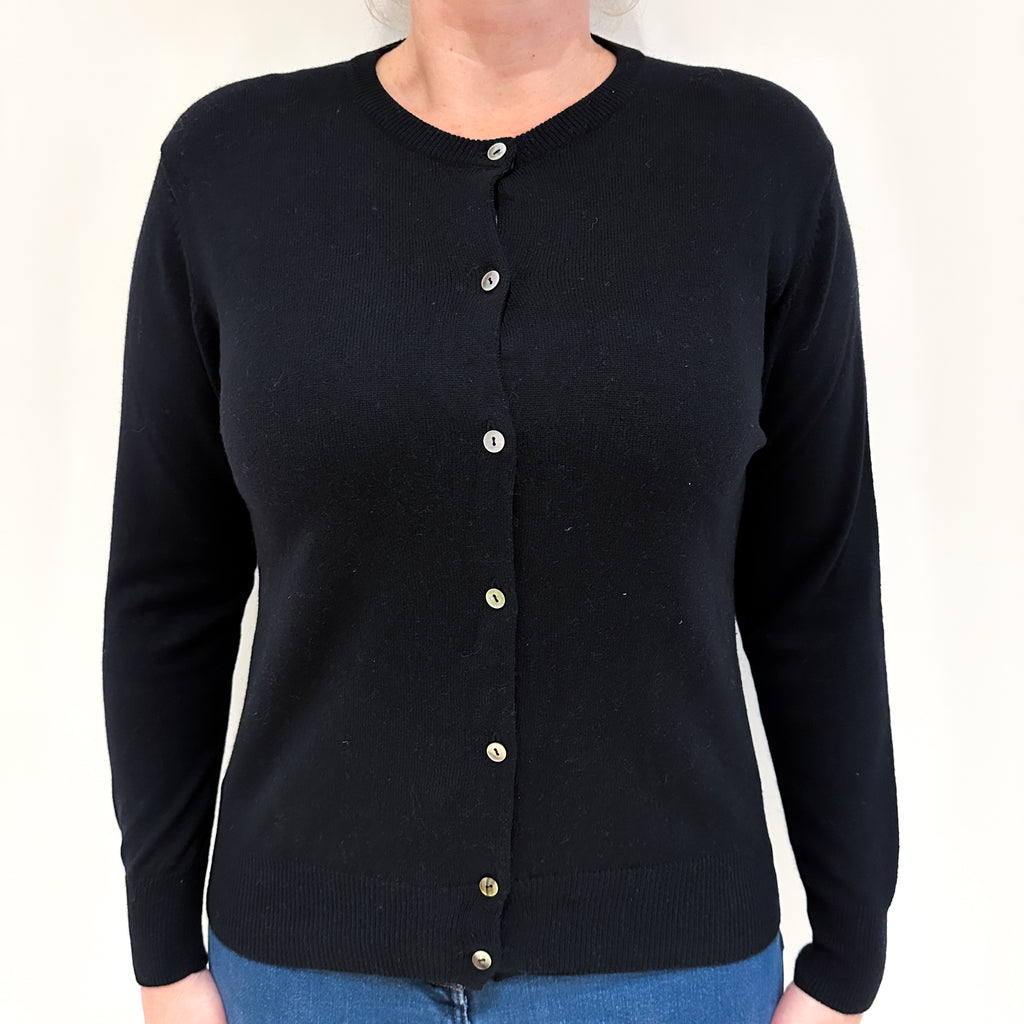Black Cashmere Crew Neck Cardigan Large