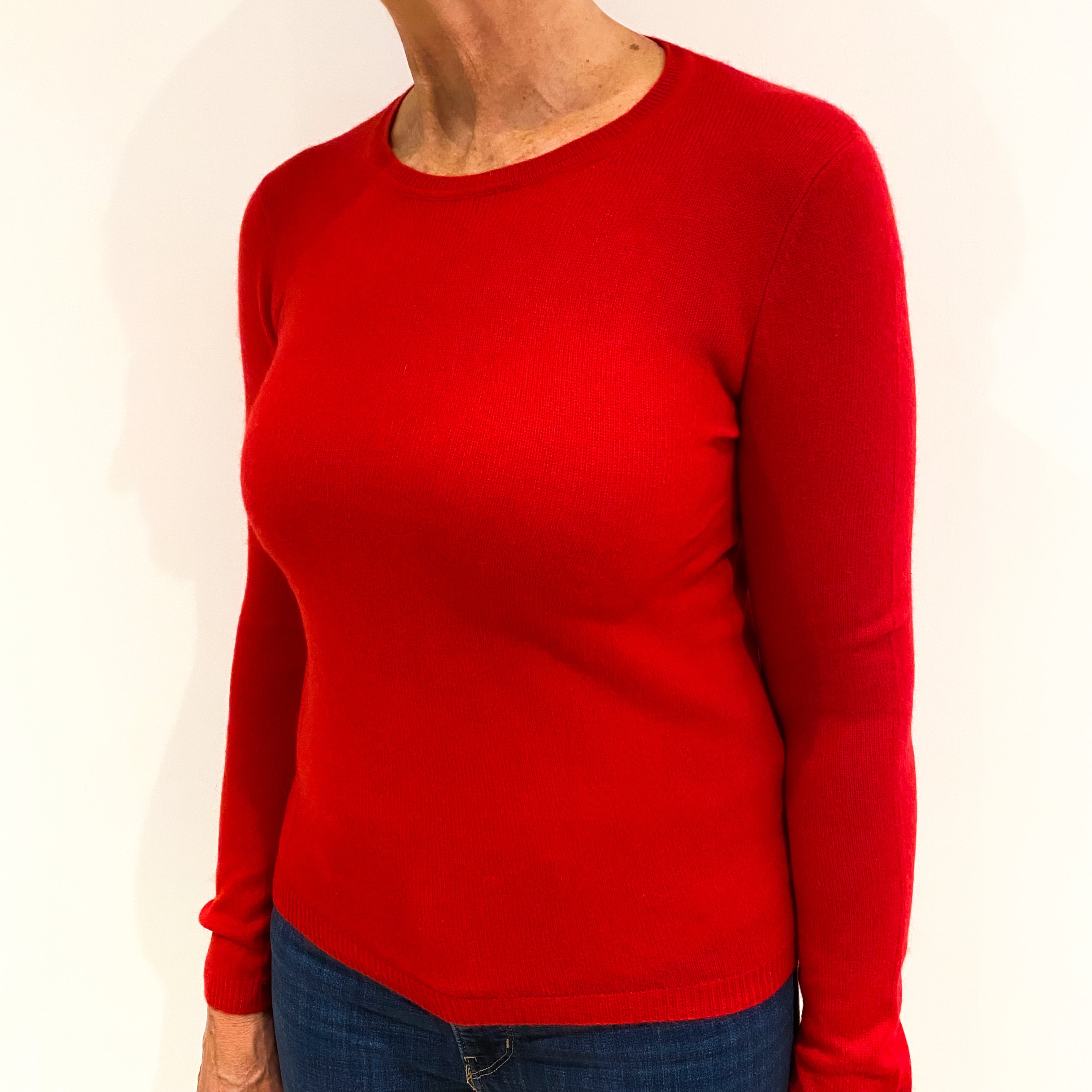 Post Box Red Cashmere Crew Neck Jumper Medium