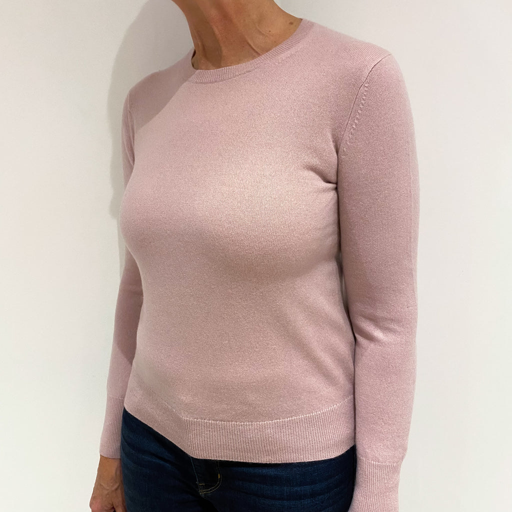 Dusty Pink Cashmere Crew Neck Jumper Medium