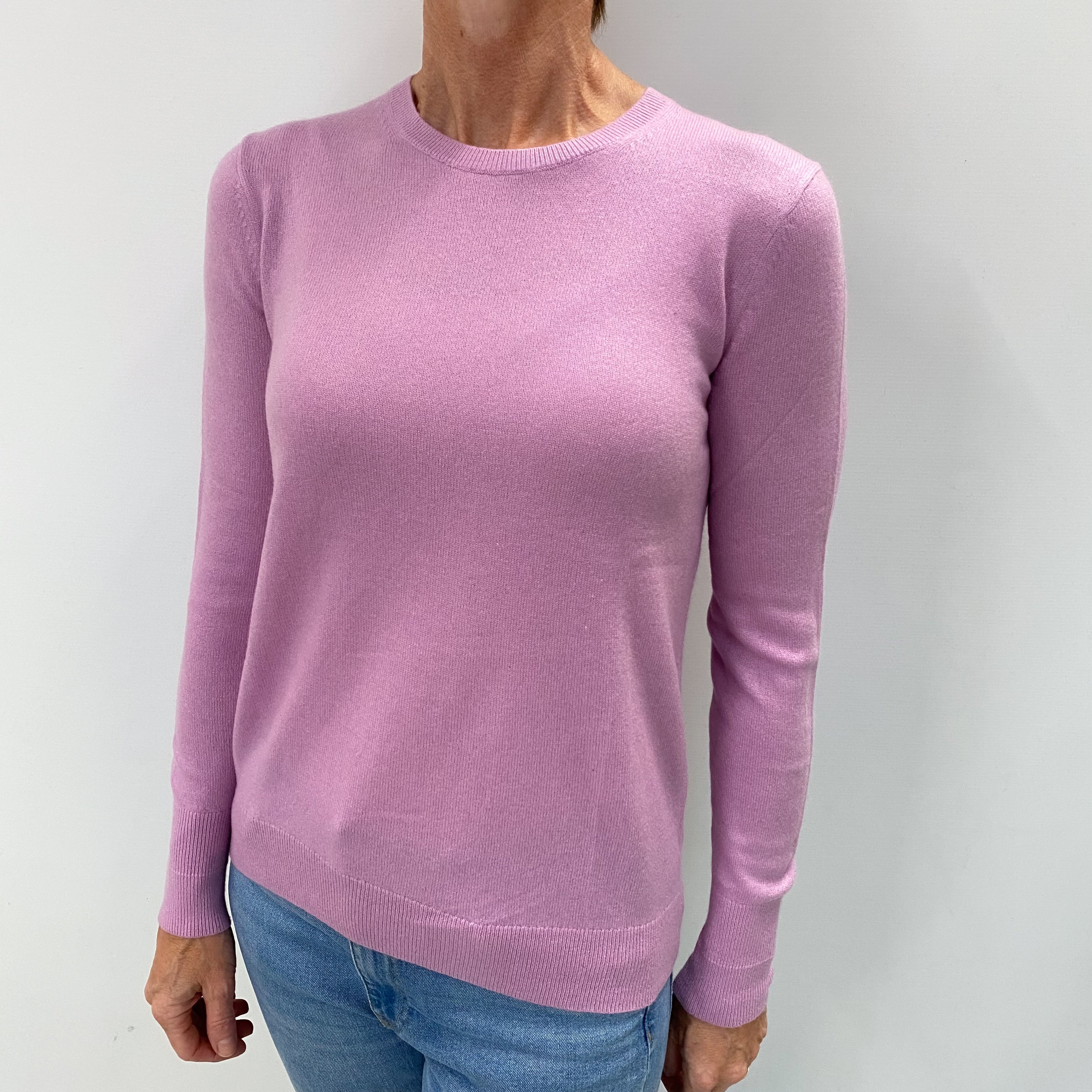 Mauve Pink Cashmere Crew Neck Jumper Small