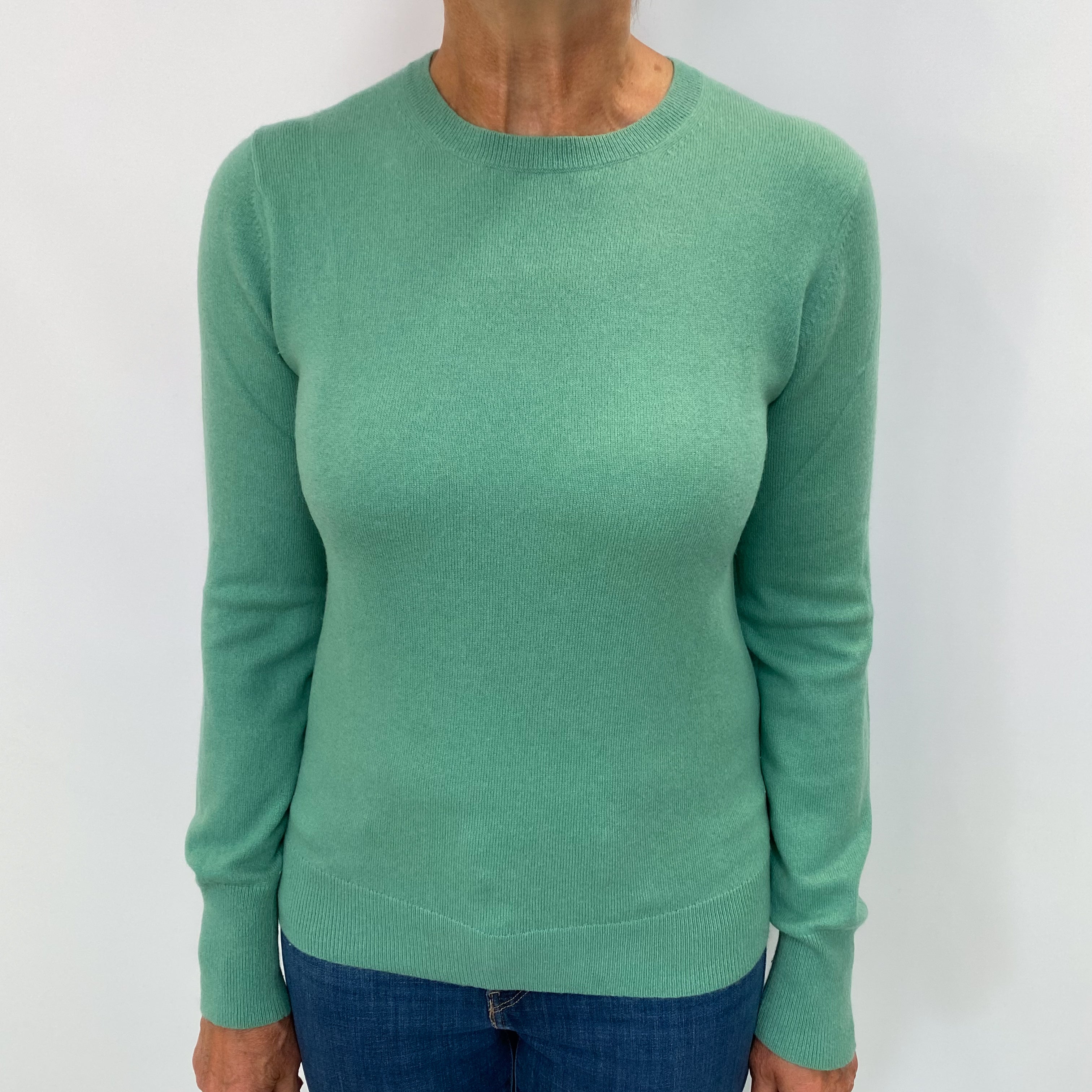Seafoam Green Cashmere Crew Neck Jumper Medium