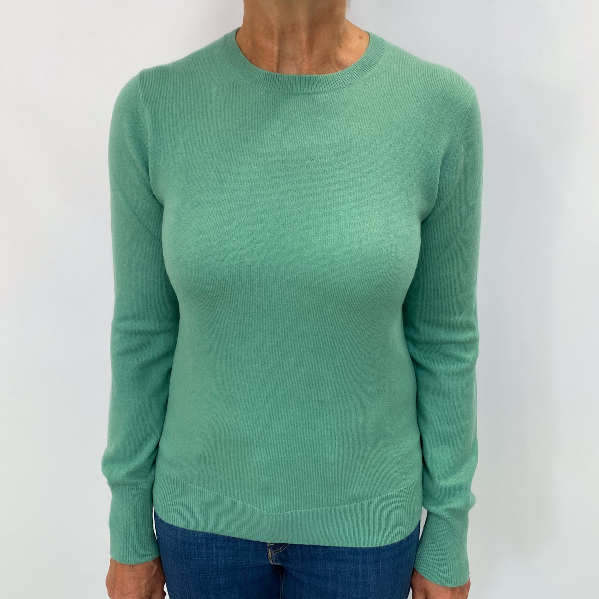 Seafoam Green Cashmere Crew Neck Jumper Medium