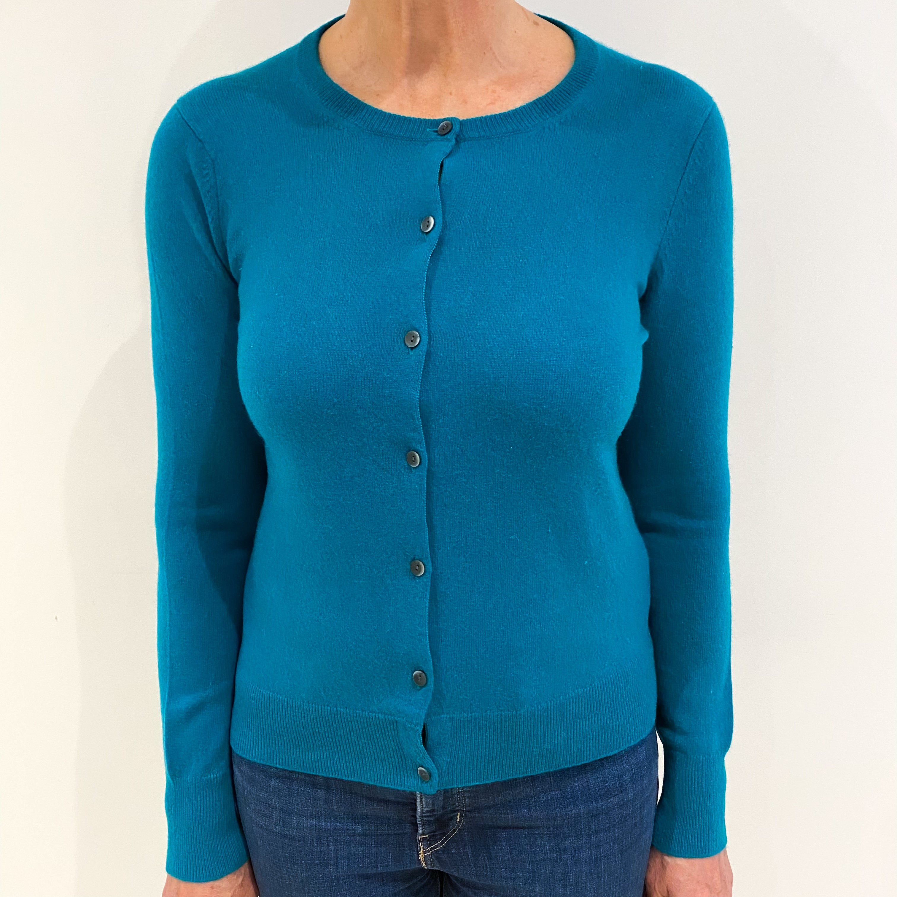 Lincoln Green Cashmere Crew Neck Cardigan Medium