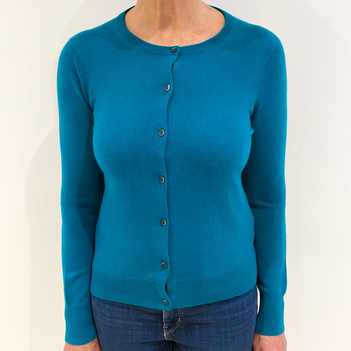 Lincoln Green Cashmere Crew Neck Cardigan Medium