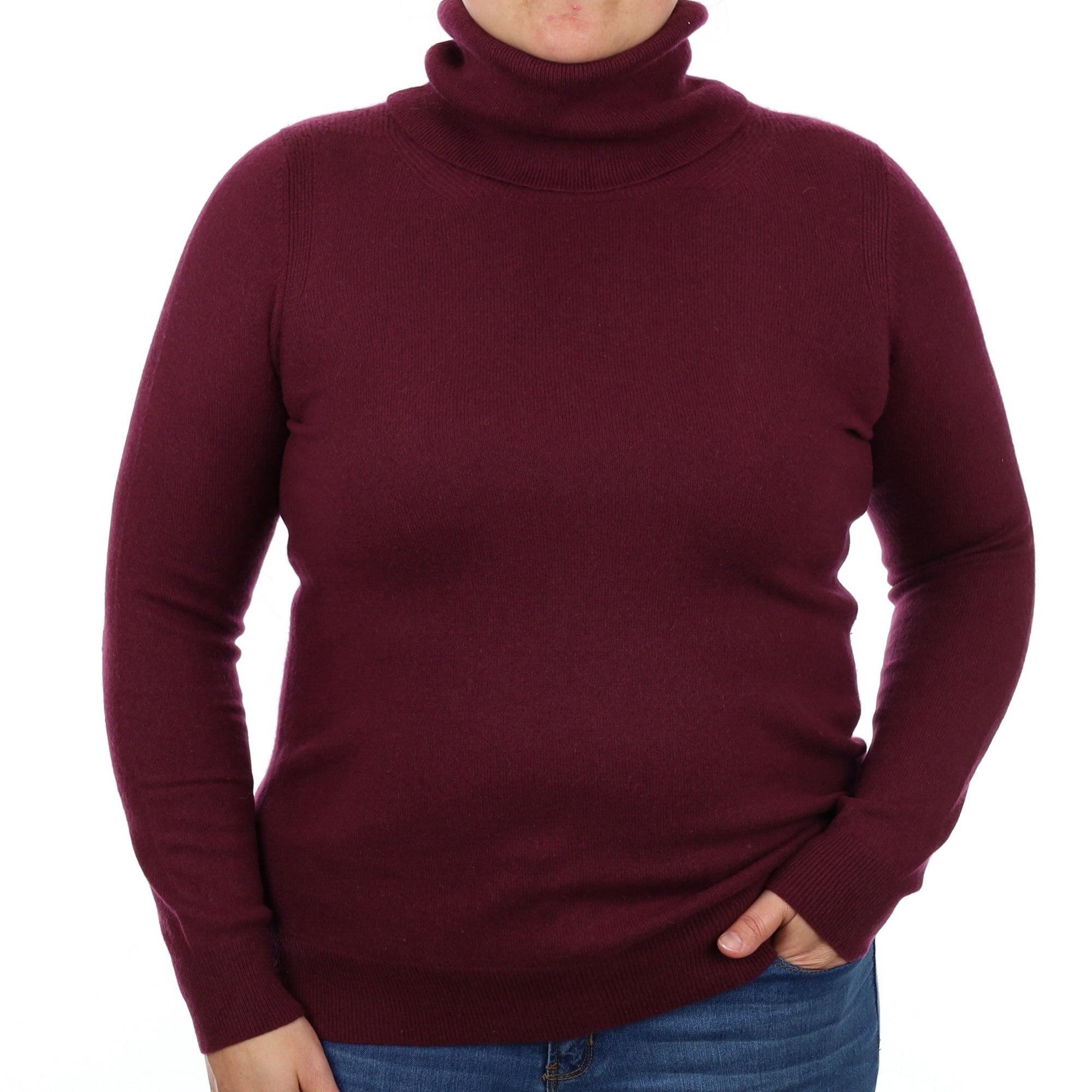 Jaeger Mulberry Purple Cashmere Cowl Neck Jumper Large