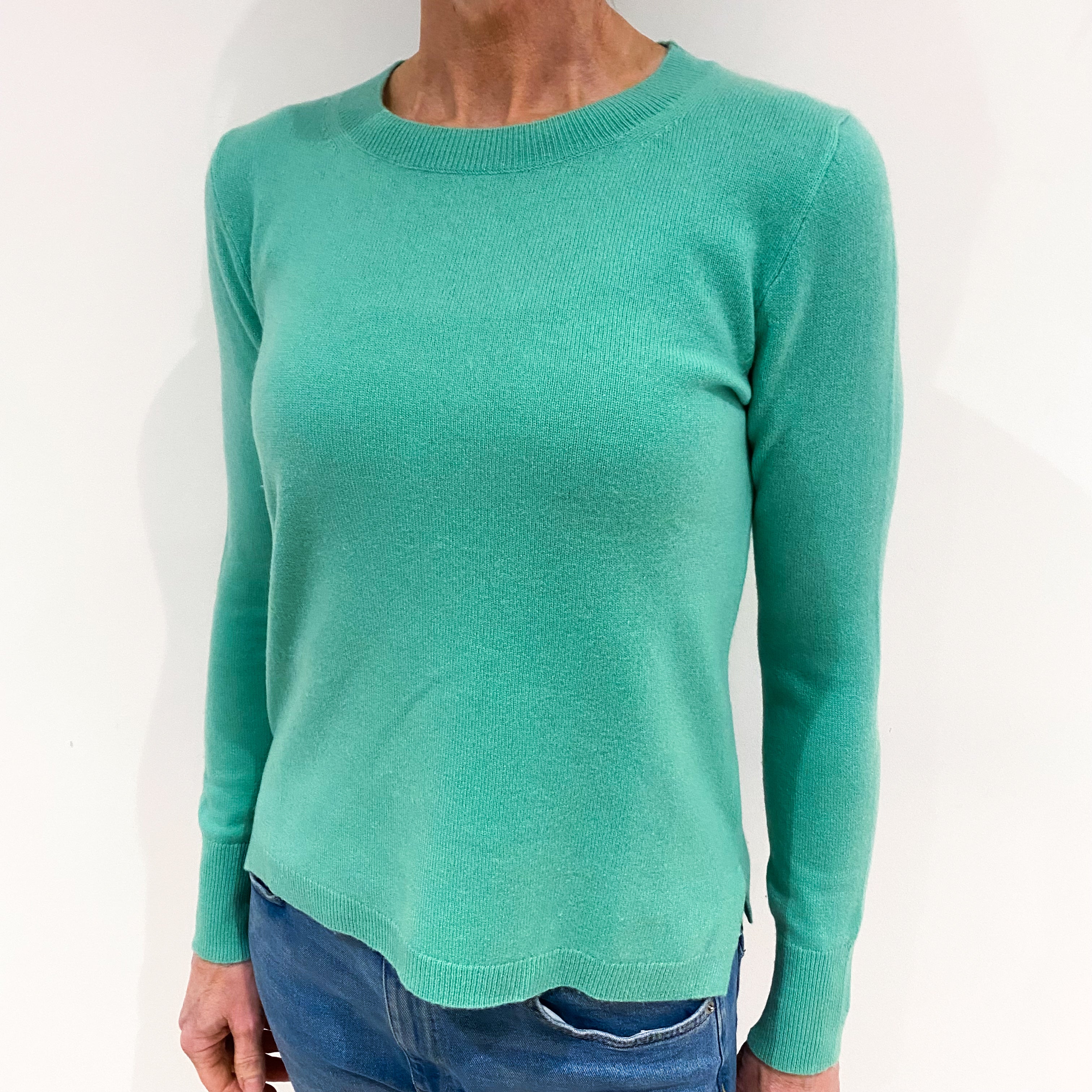 Sea Foam Green Cashmere Crew Neck Jumper Small