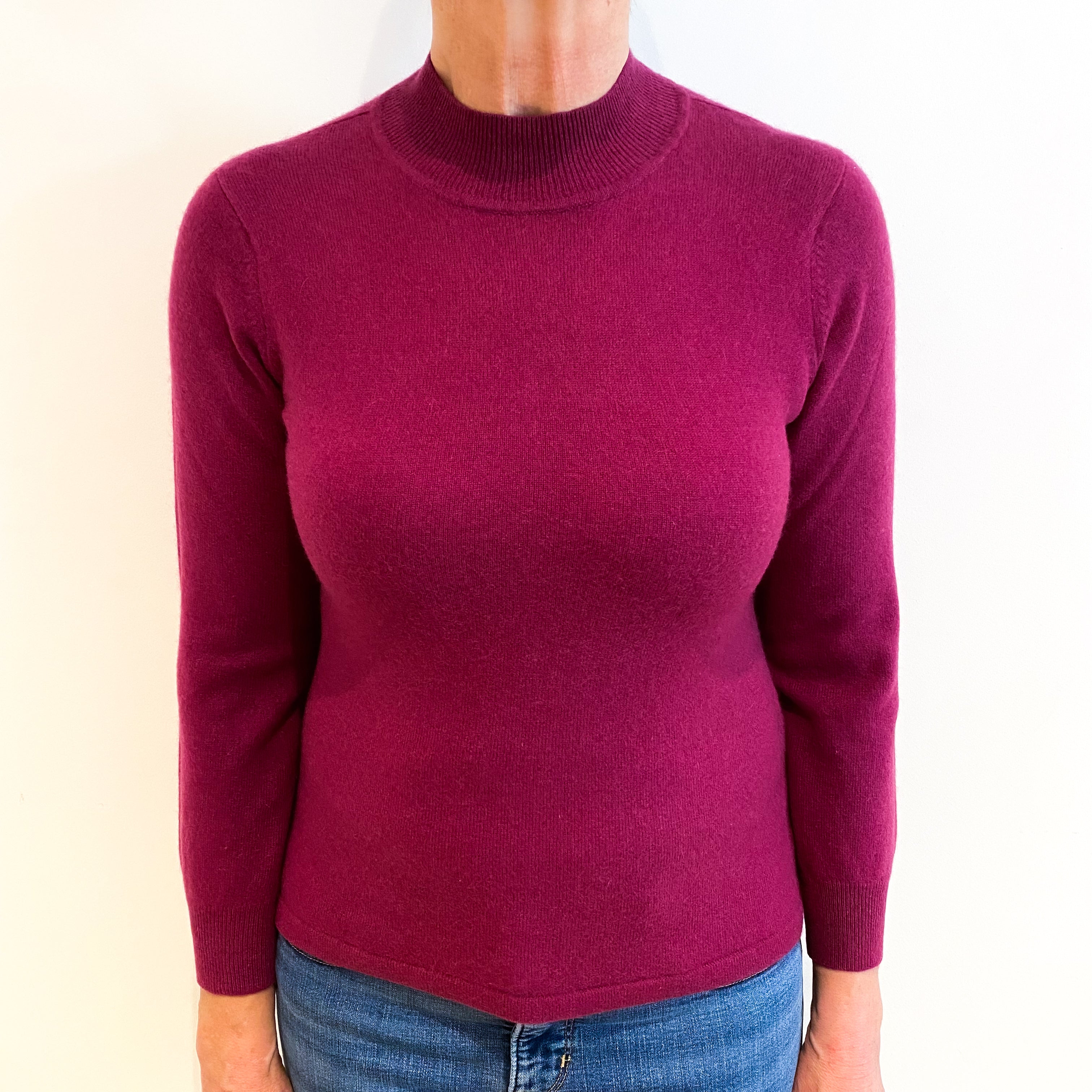 Heather Purple Cashmere Turtle Neck Jumper Medium
